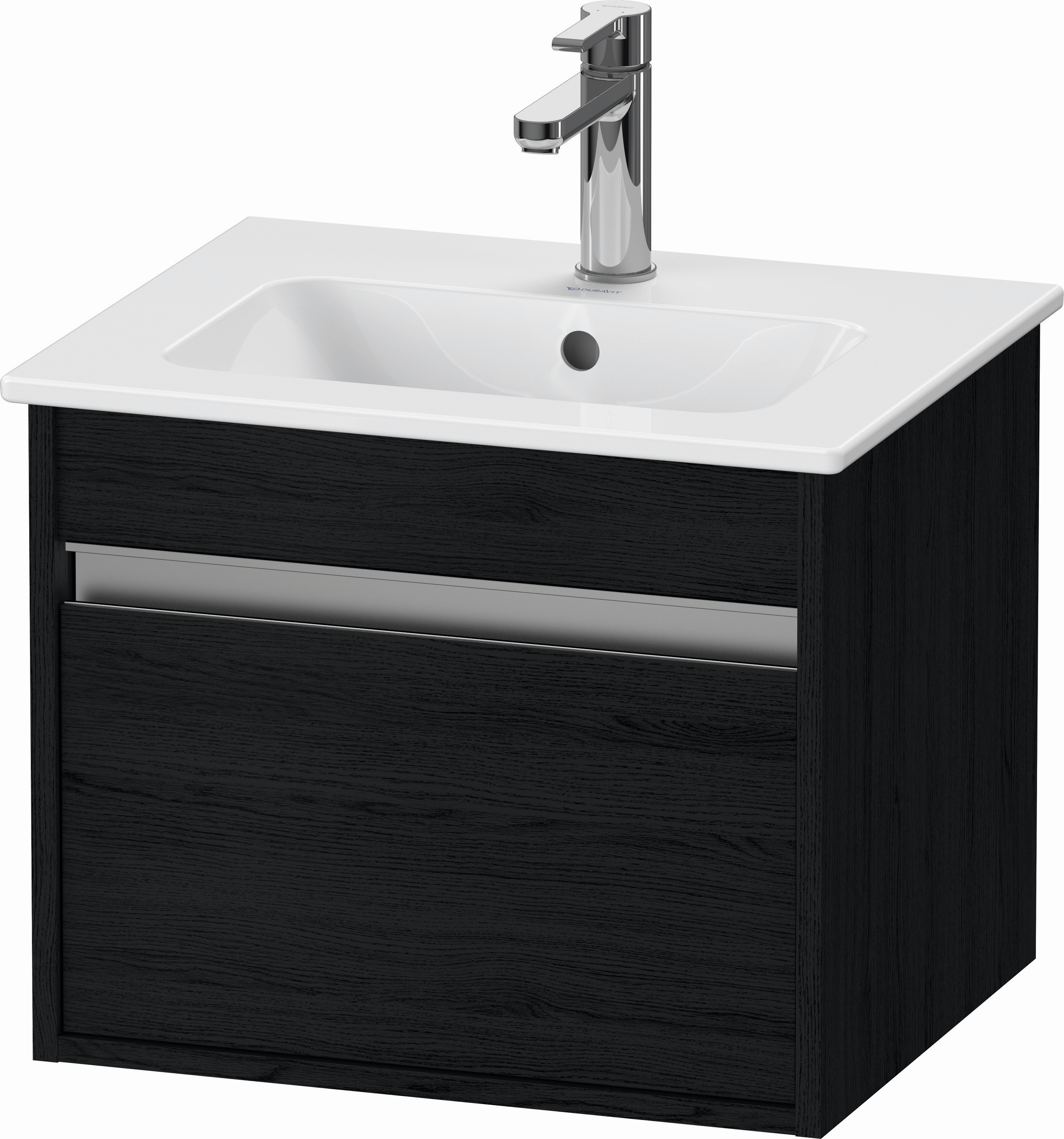 Duravit Waschtisch-Unterschrank Ketho Compact 50x41,2x41cm, 1 Auszug, wandhängend, Eiche schwarz