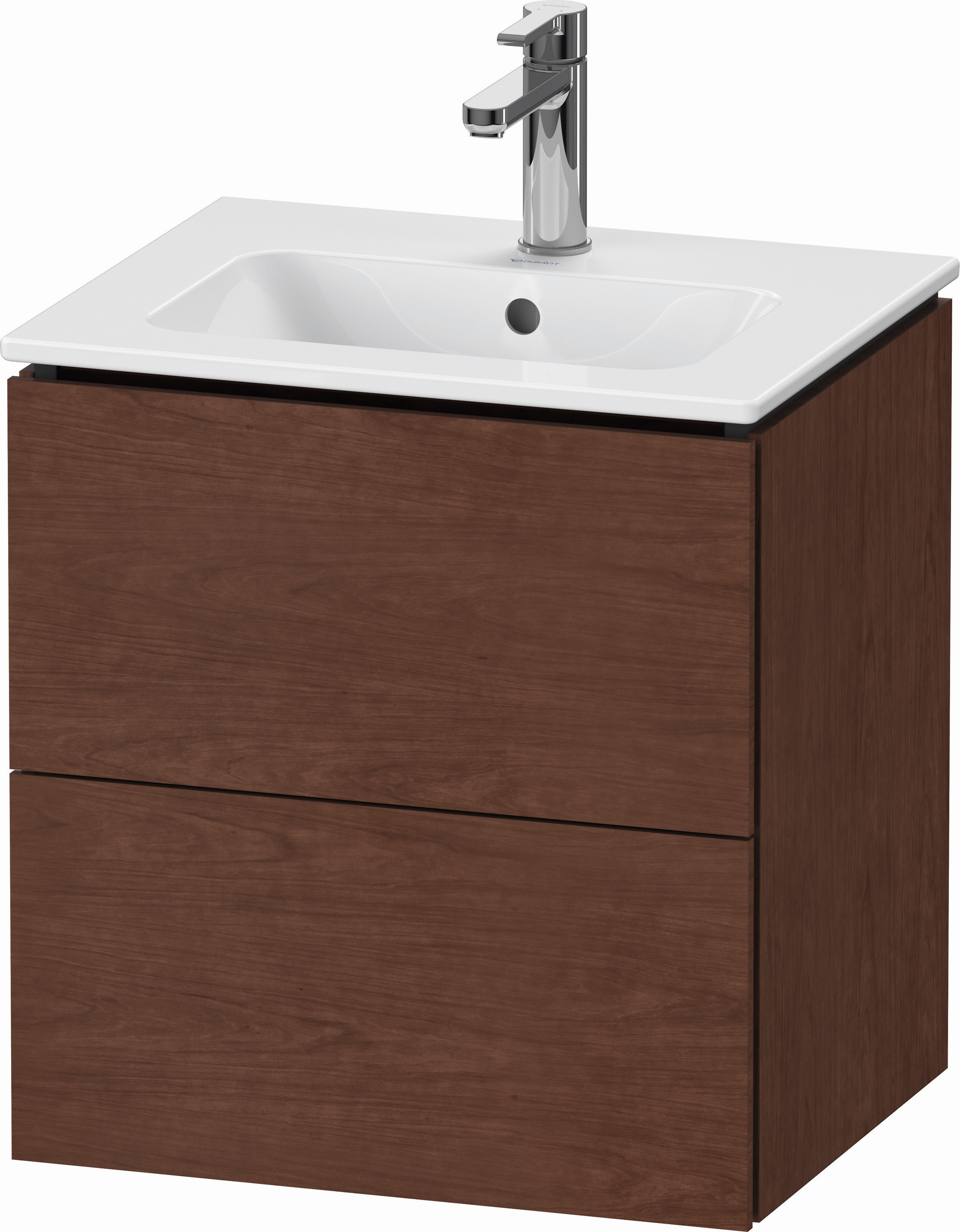 Duravit Waschtisch-Unterschrank Compact L-Cube 52x42,1x55cm, 2 Schubkästen, wandhängend, amerikanischer nussbaum