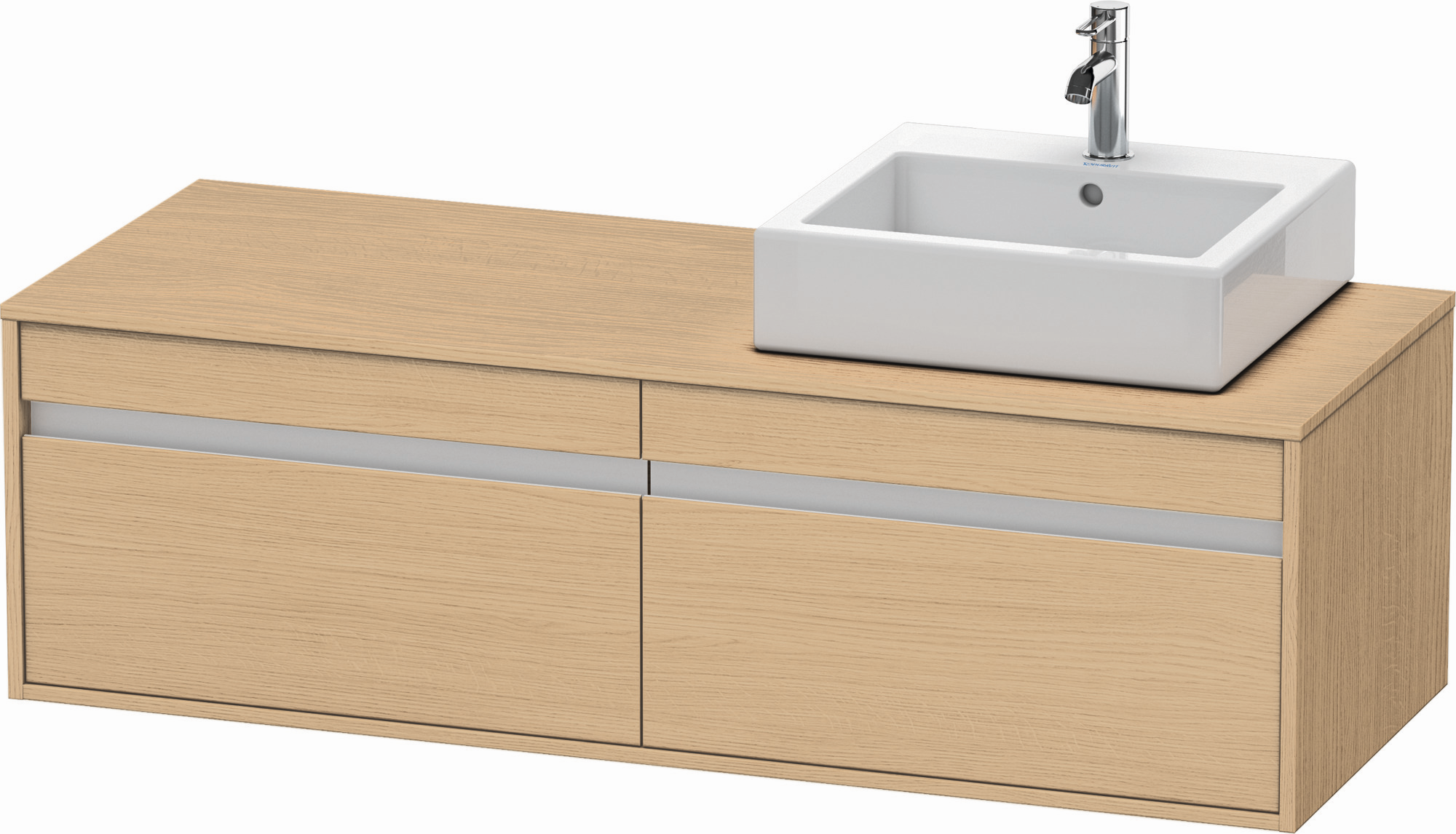Duravit Waschtisch-Unterschrank Ketho 140x55x42,6cm, für Aufsatzbecken, 2 Auszüge, Becken rechts, Eiche natur