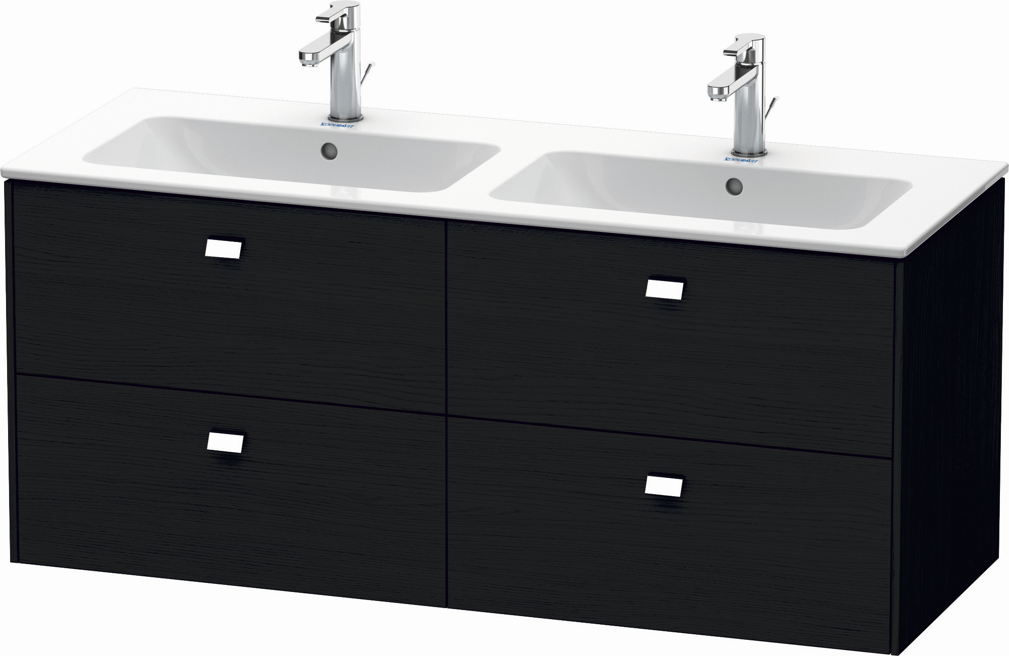 Duravit Waschtisch-Unterschrank Brioso 129x47,9x55,3cm, 4 Schubkästen, wandhängend, chrom/Eiche schwarz