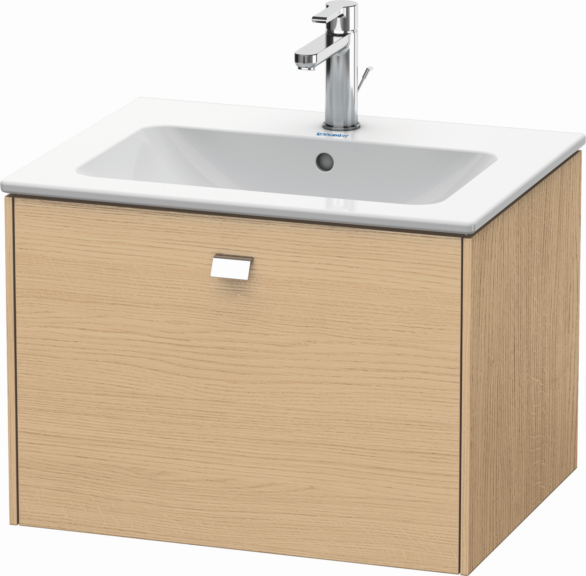 Duravit Waschtisch-Unterschrank Brioso 62 x 47,9 cm, chrom/Eiche natur, 1 Auszug, wandhängend