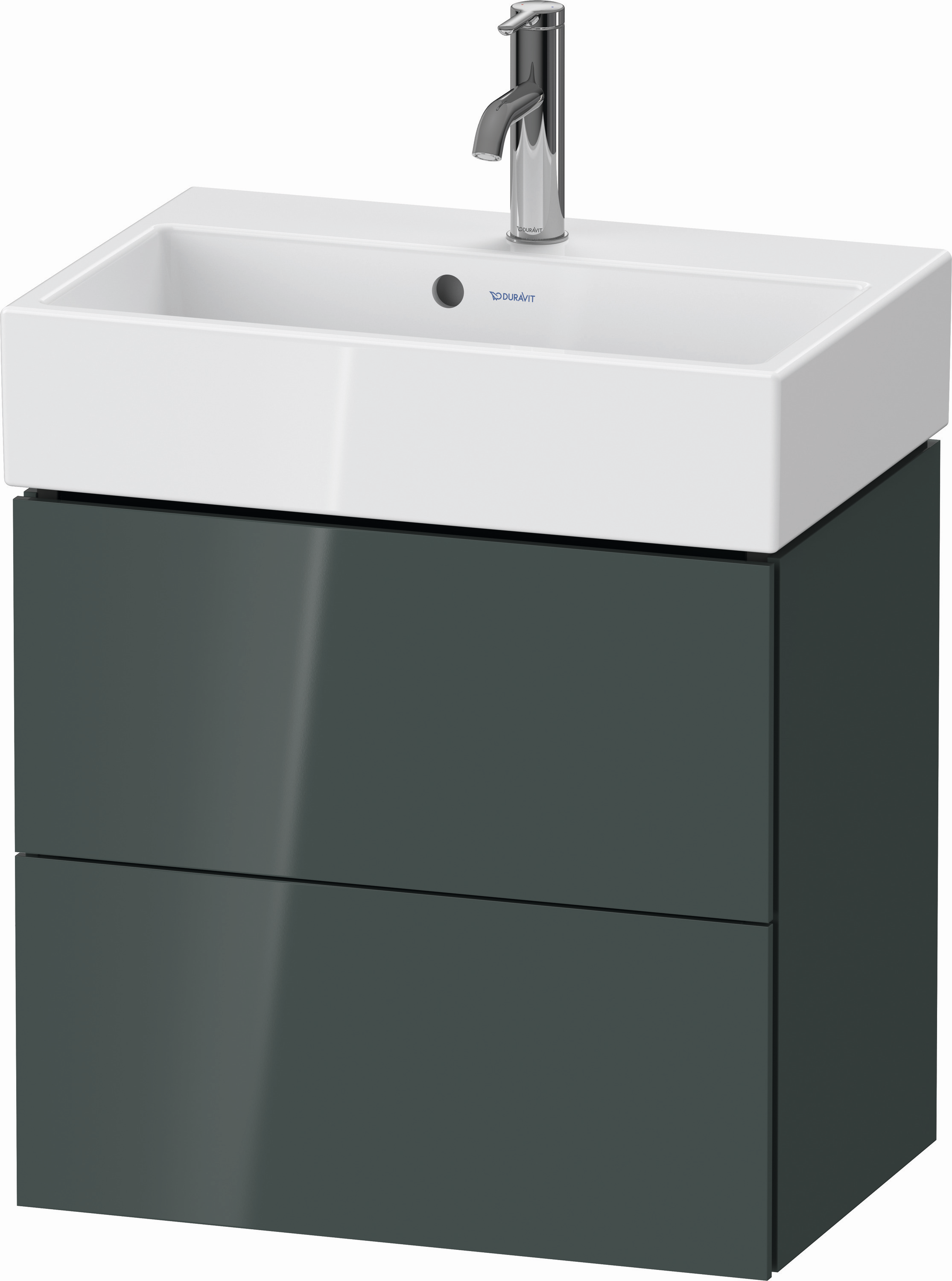 Duravit Waschtisch-Unterschrank Compact L-Cube 58,4x39,1x54,4cm, 2 Schubkästen, wandhängend, dolomiti grey Hochglanz