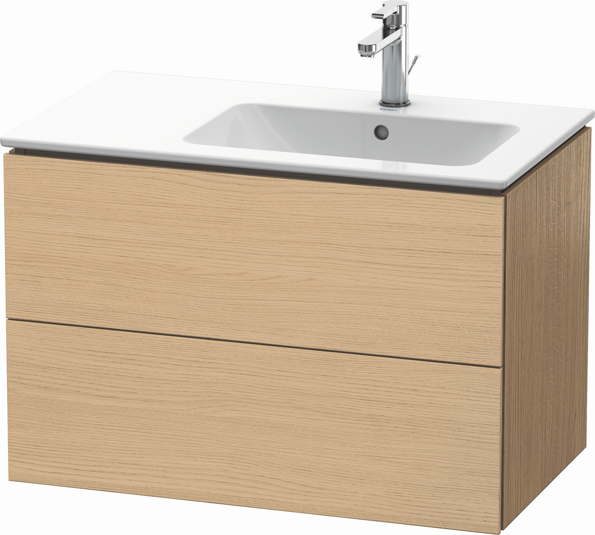 Duravit Waschtisch-Unterschrank L-Cube 82x48,1x55cm, 2 Schubkästen, Becken rechts, eiche natur