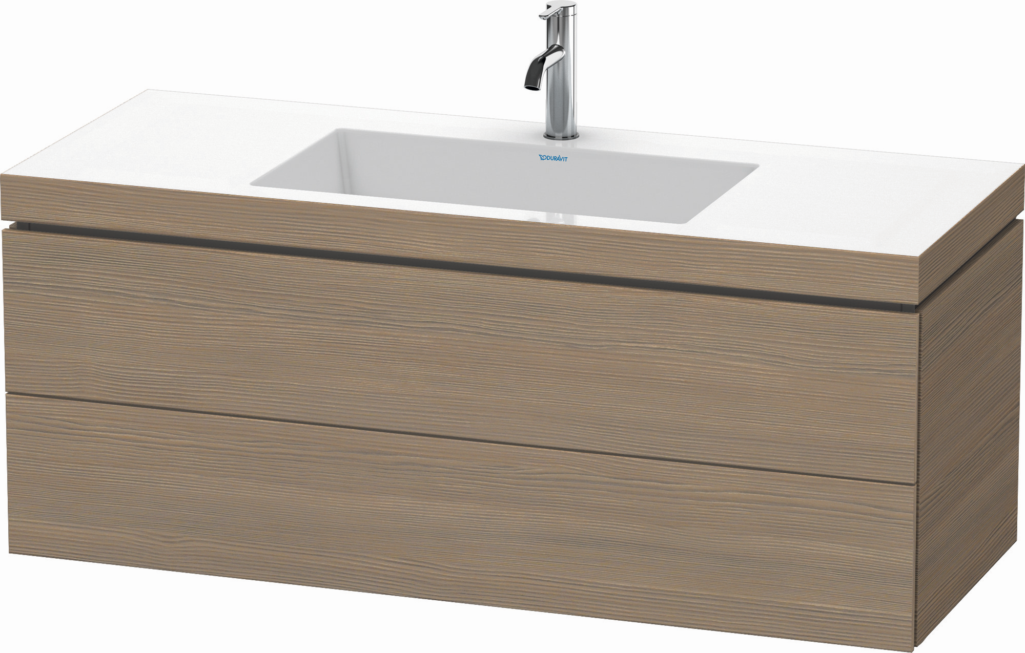 Duravit Waschtisch-Unterschrank c-bonded L-Cube 120 x 48 cm, 1 Hahnloch, eiche terra, 2 Schubkästen, wandhängend