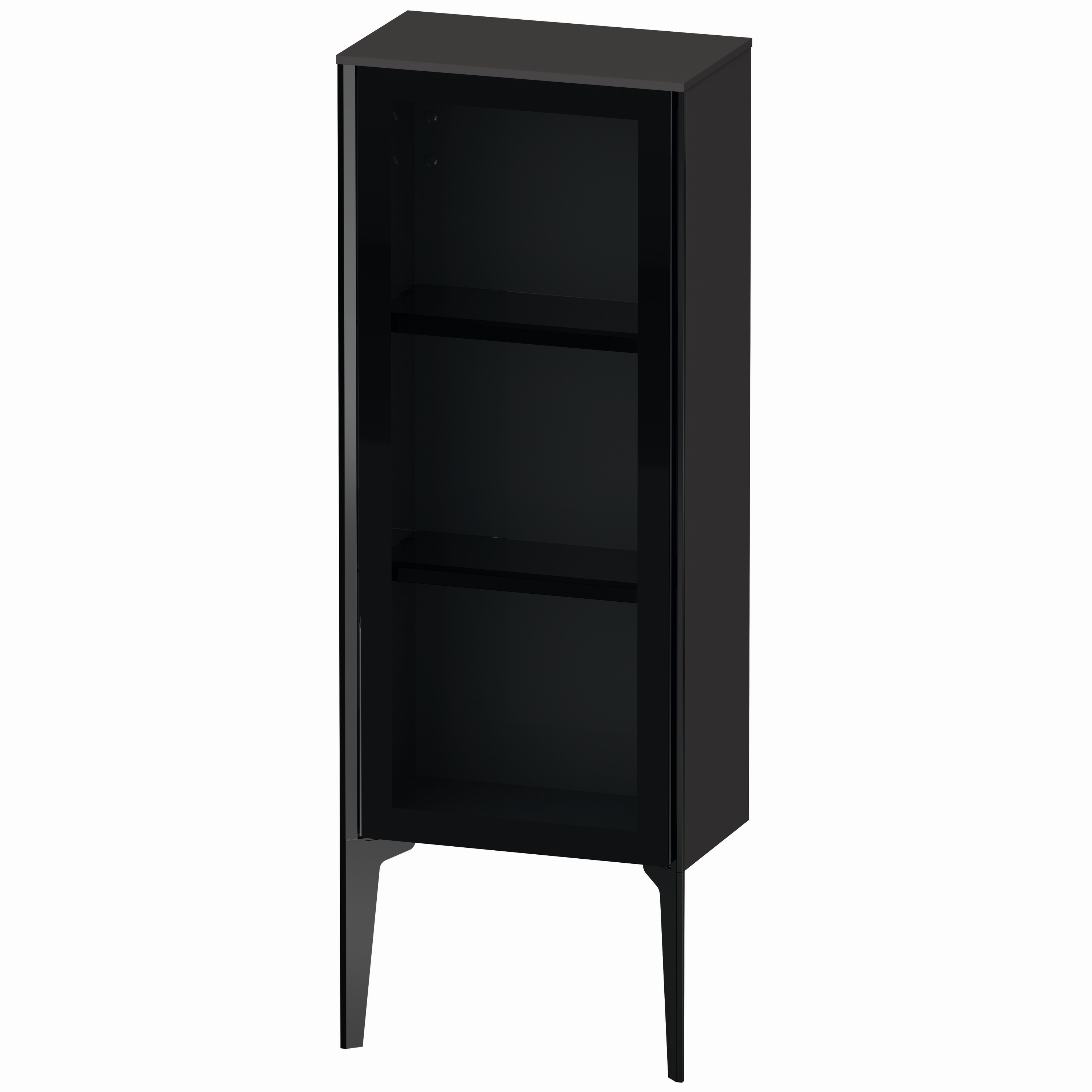 Duravit Halbhochschrank XViu 40x24x89cm, schwarz matt, Glastür links, graphit supermatt