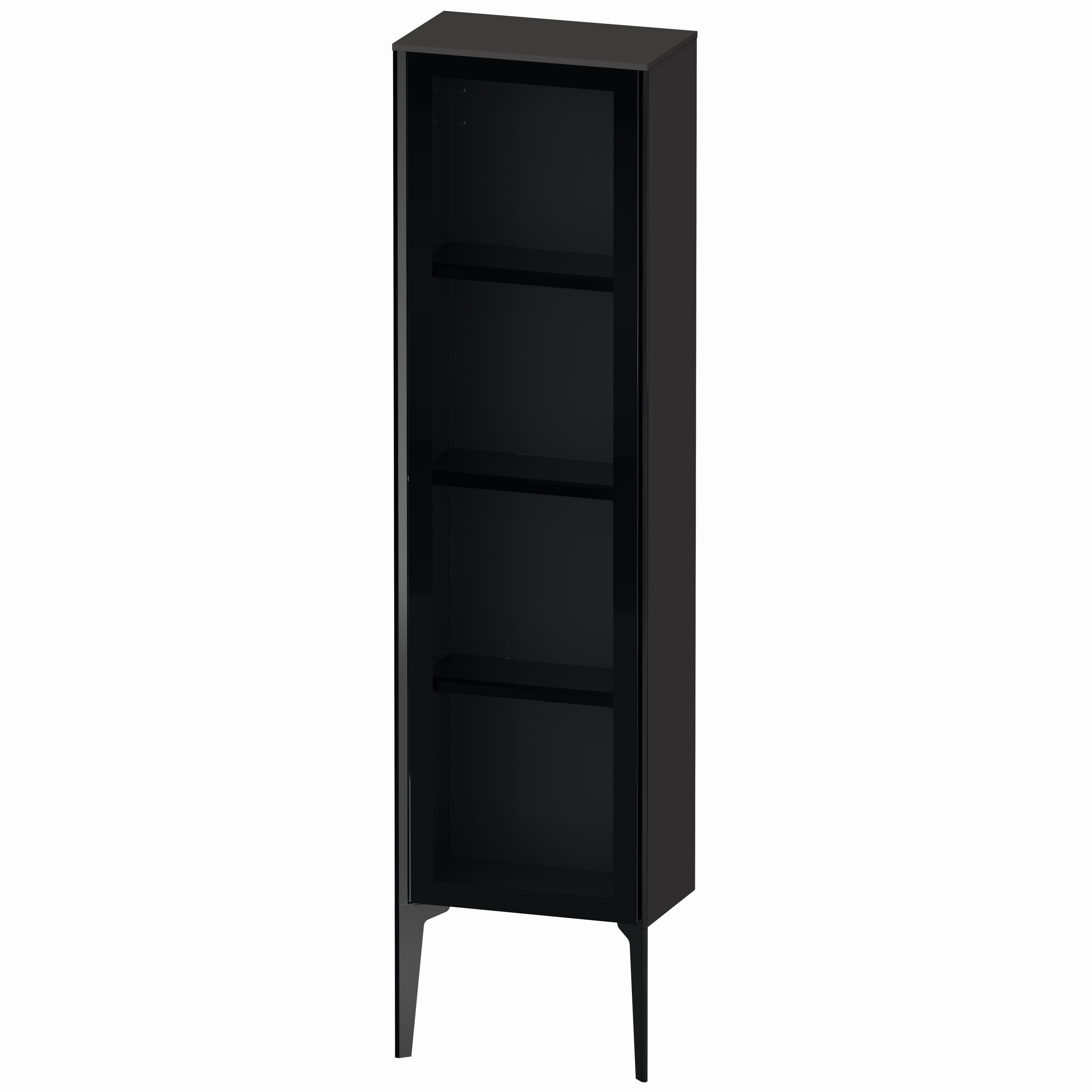 Duravit Halbhochschrank XViu 40x24x133cm, schwarz matt, Glastür links, graphit supermatt