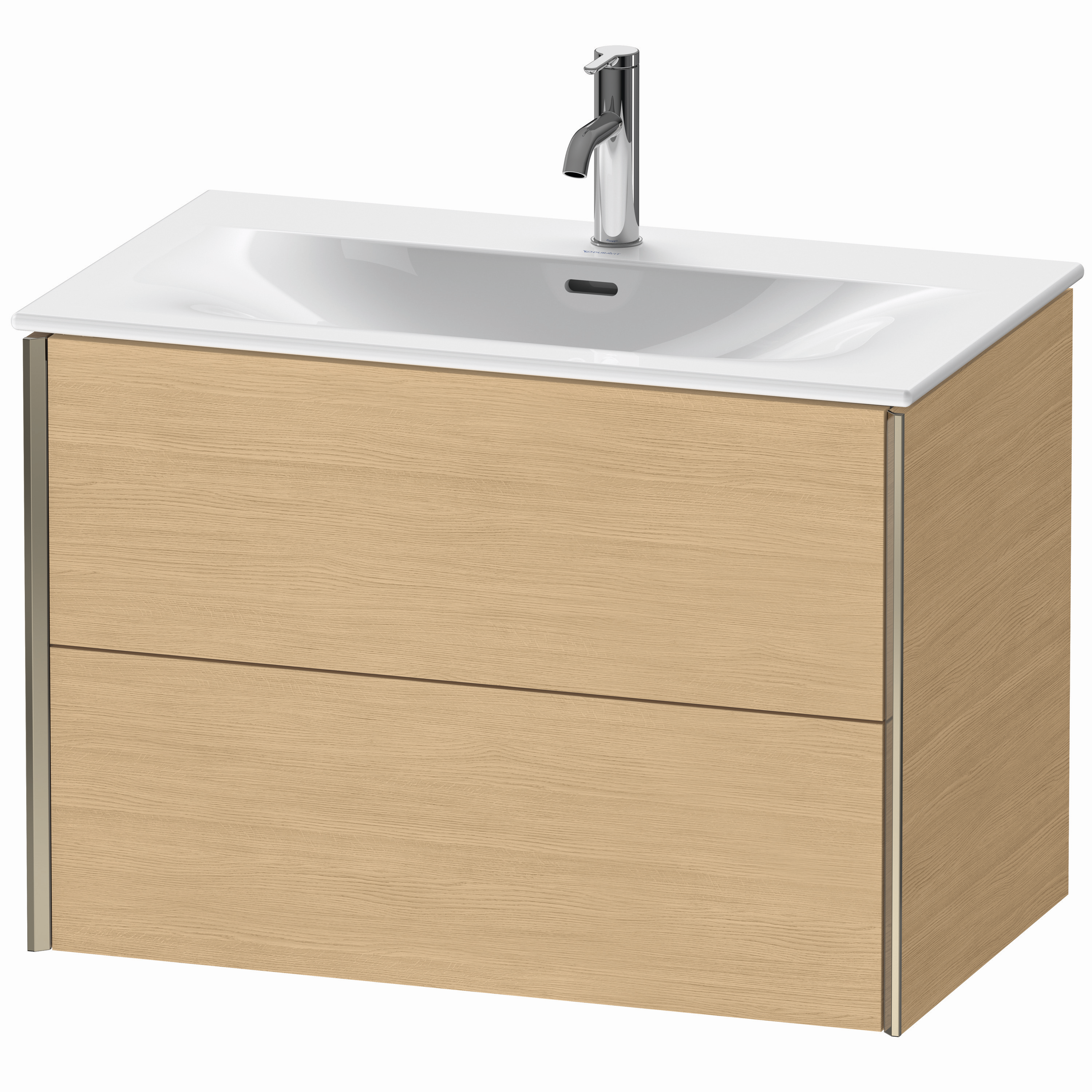 Duravit Waschtisch-Unterschrank XViu 81 x 48 x 55,7 cm, Eiche natur, 2 Schubkästen, champagner matt