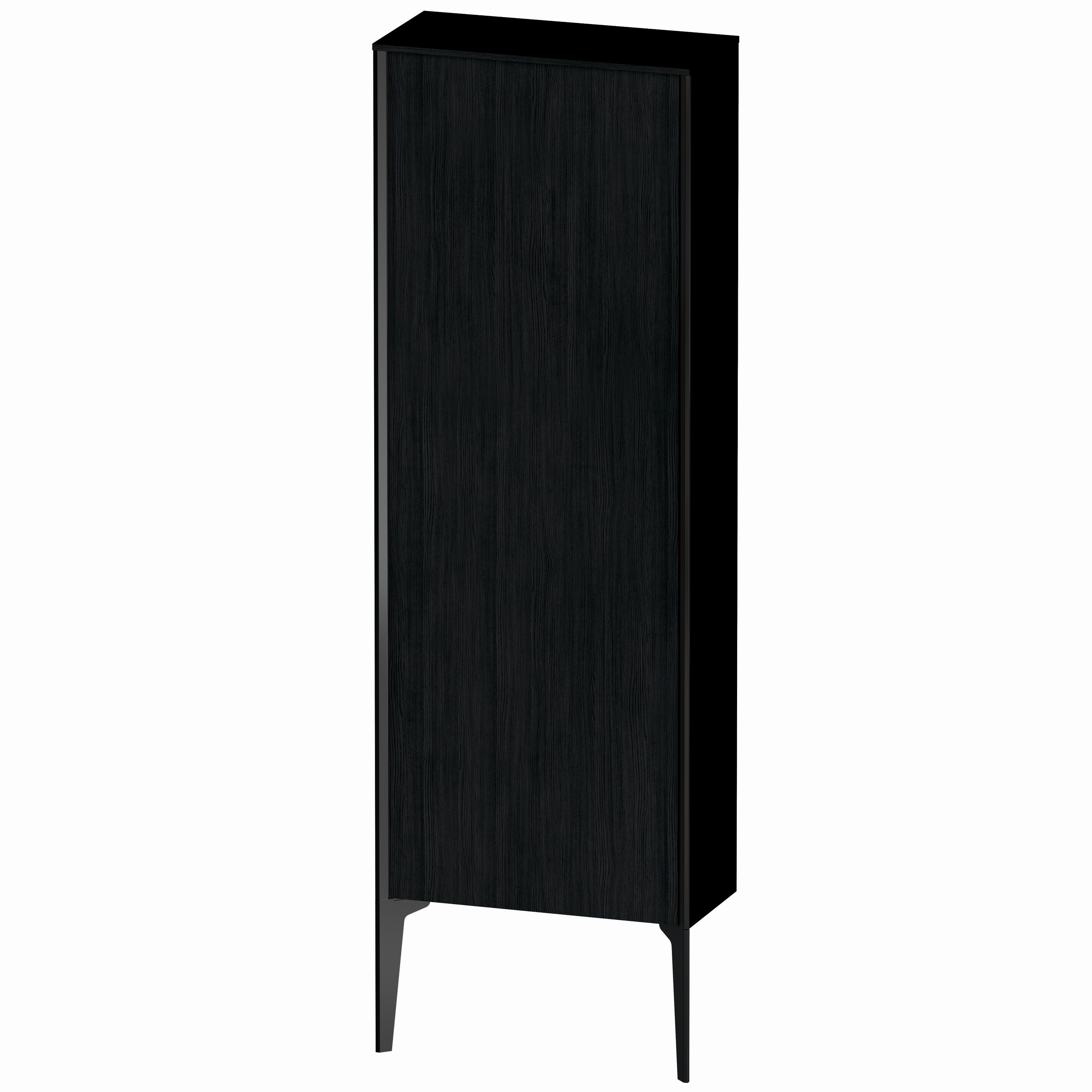 Duravit Halbhochschrank XViu 50x24x133cm, schwarz matt, Tür links, Eiche schwarz