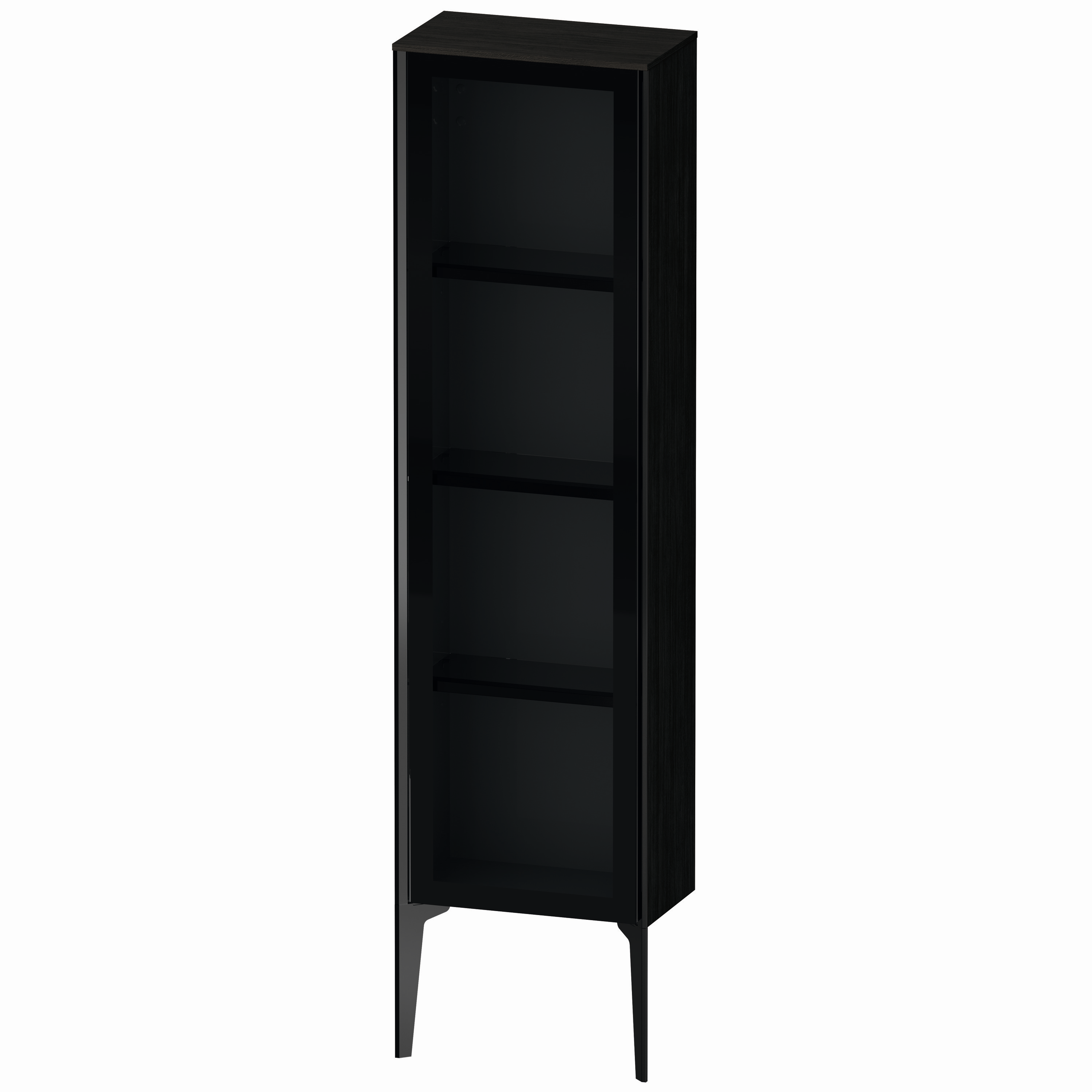 Duravit Halbhochschrank XViu 40x24x133cm, schwarz matt, Glastür rechts, Eiche schwarz