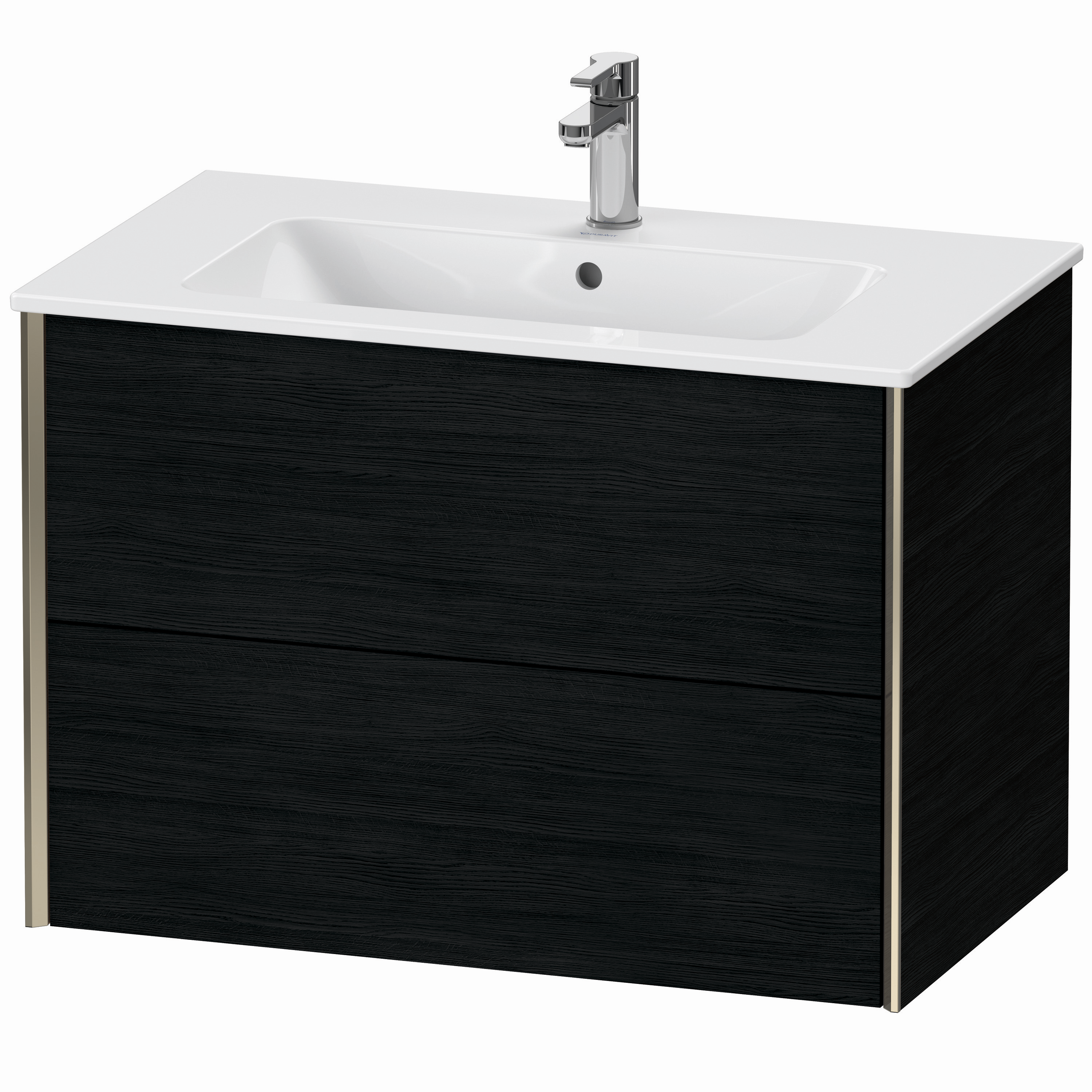 Duravit Waschtisch-Unterschrank XViu 81 x 48 x 56 cm, Eiche schwarz, 2 Schubkästen, wandhängend, champagner matt