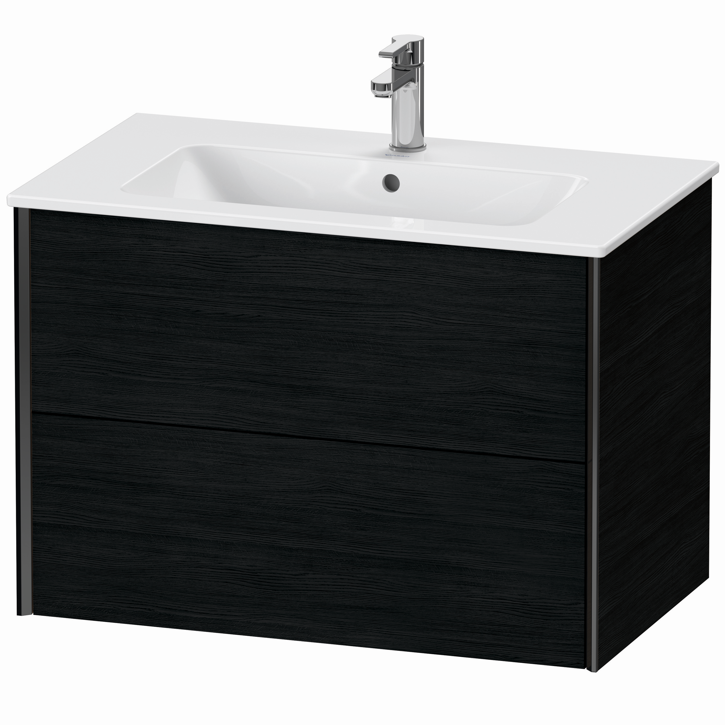 Duravit Waschtisch-Unterschrank XViu 81 x 48 x 56 cm, Eiche schwarz, 2 Schubkästen, wandhängend, schwarz matt