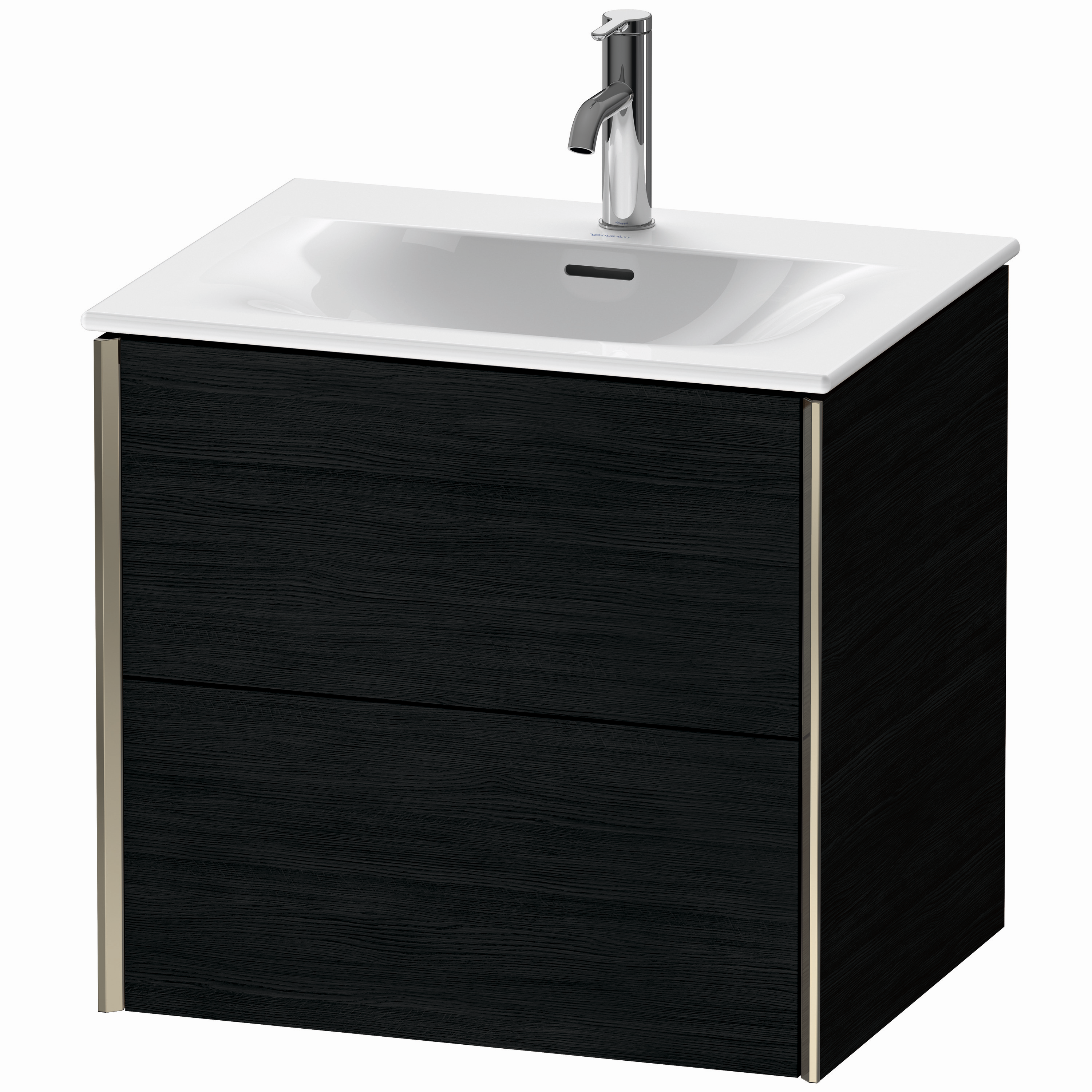 Duravit Waschtisch-Unterschrank XViu 61 x 48 x 55,7 cm, Eiche schwarz, 2 Schubkästen, champagner matt