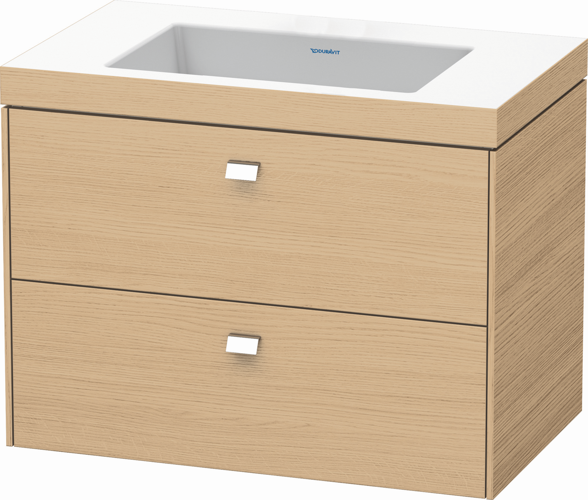 Duravit Waschtischunterschrankset Brioso 80 x 48 cm, chrom/Eiche natur, ohne Hahnloch