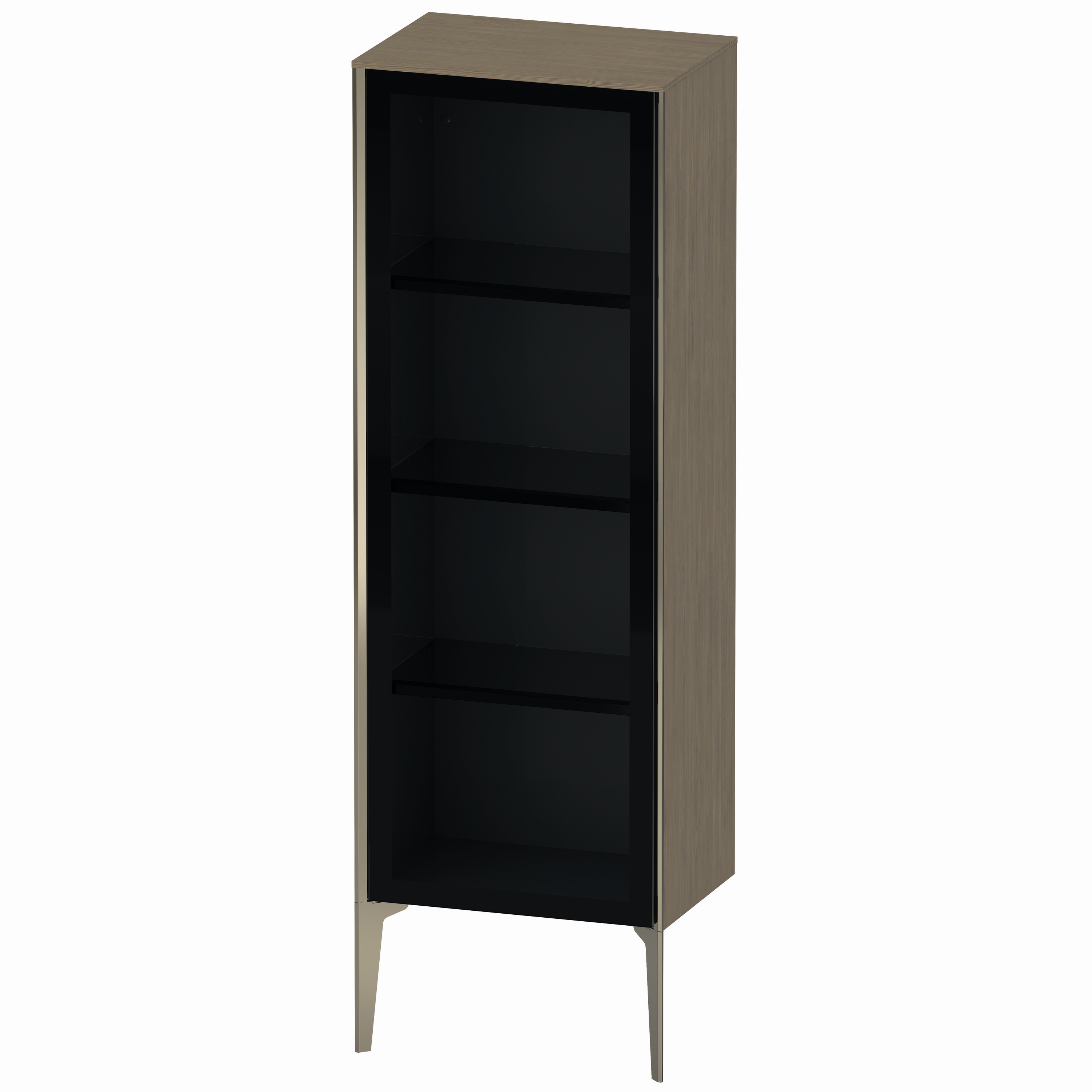 Duravit Halbhochschrank XViu 50x36x133cm, champagner matt, Glastür links, Eiche terra