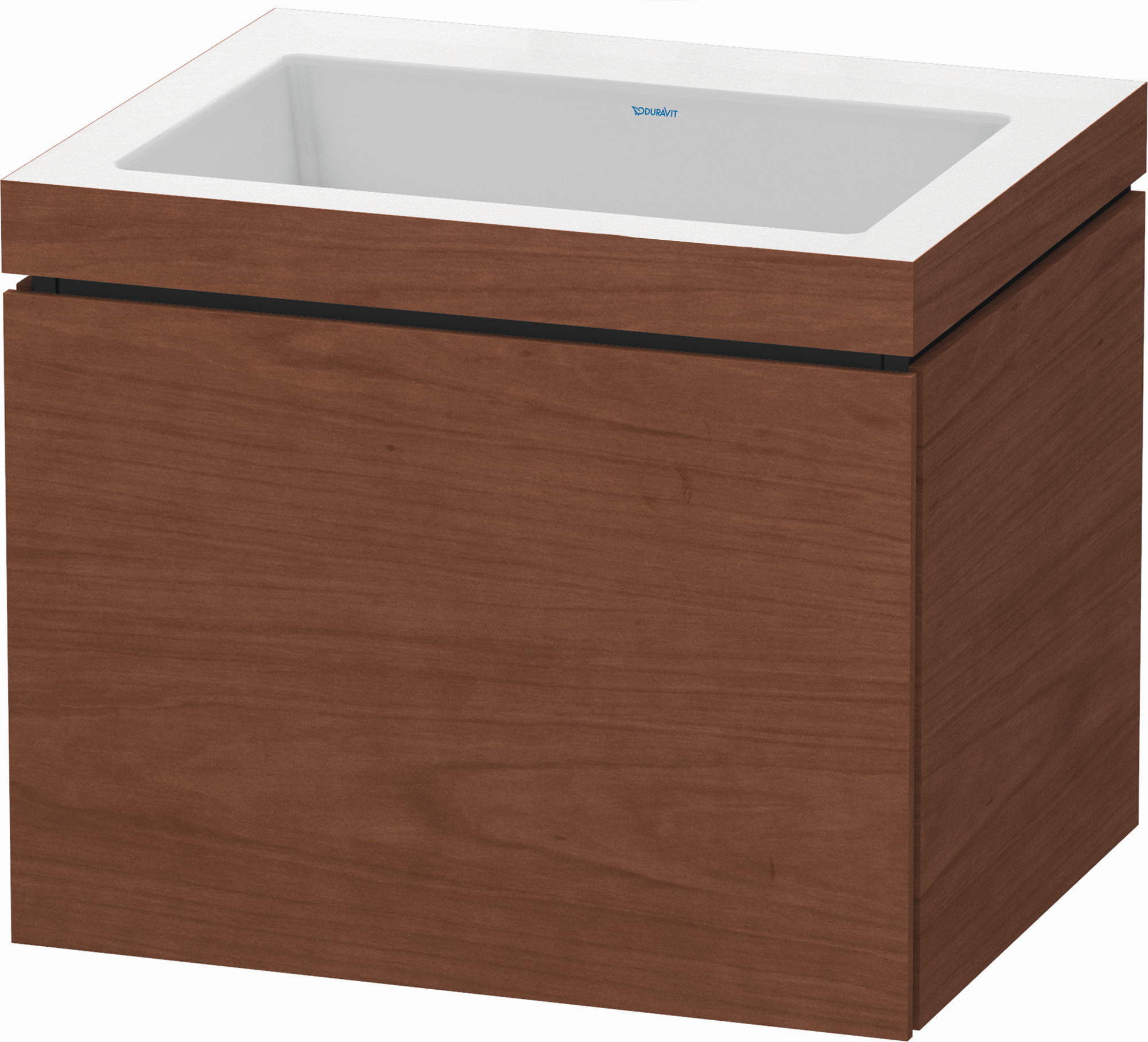 Duravit Waschtisch-Unterschrank c-bonded L-Cube 60 x 48 cm, ohne Hahnloch, amerikanischer nussbaum, 1 Auszug, wandhängend