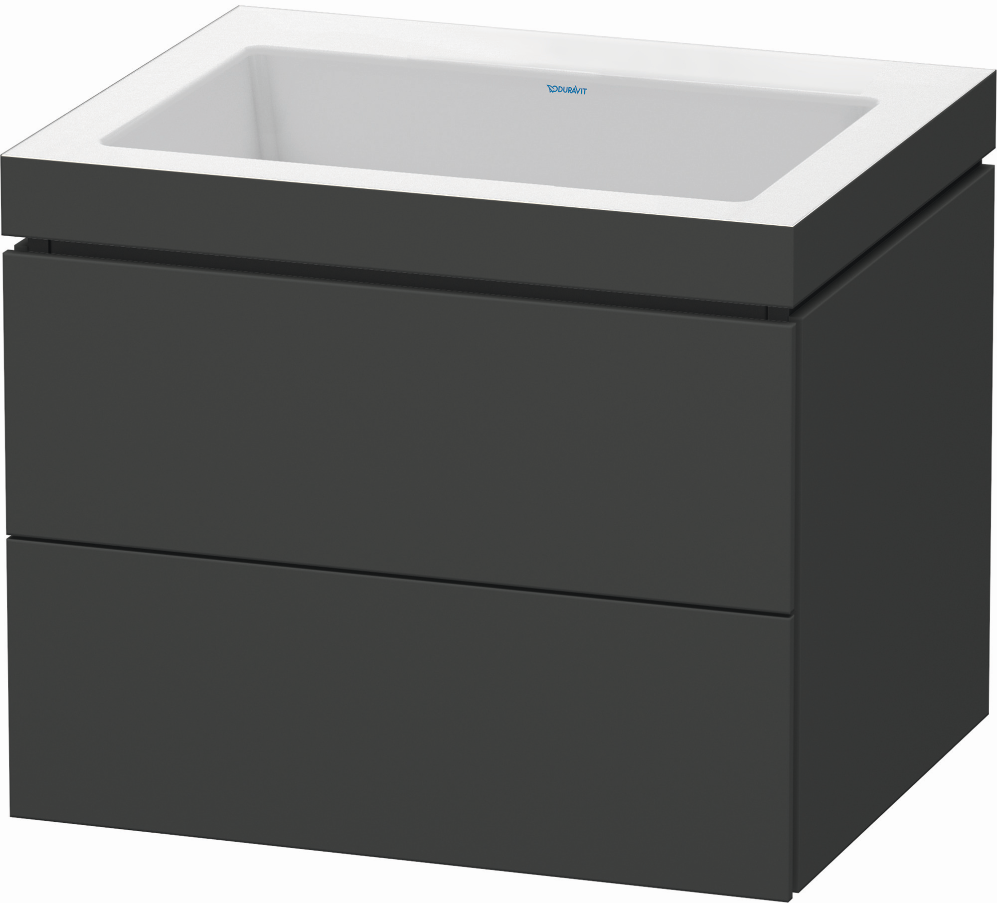 Duravit Waschtisch-Unterschrank c-bonded L-Cube 60 x 48 cm, ohne Hahnloch, graphit matt, 2 Schubkästen, wandhängend