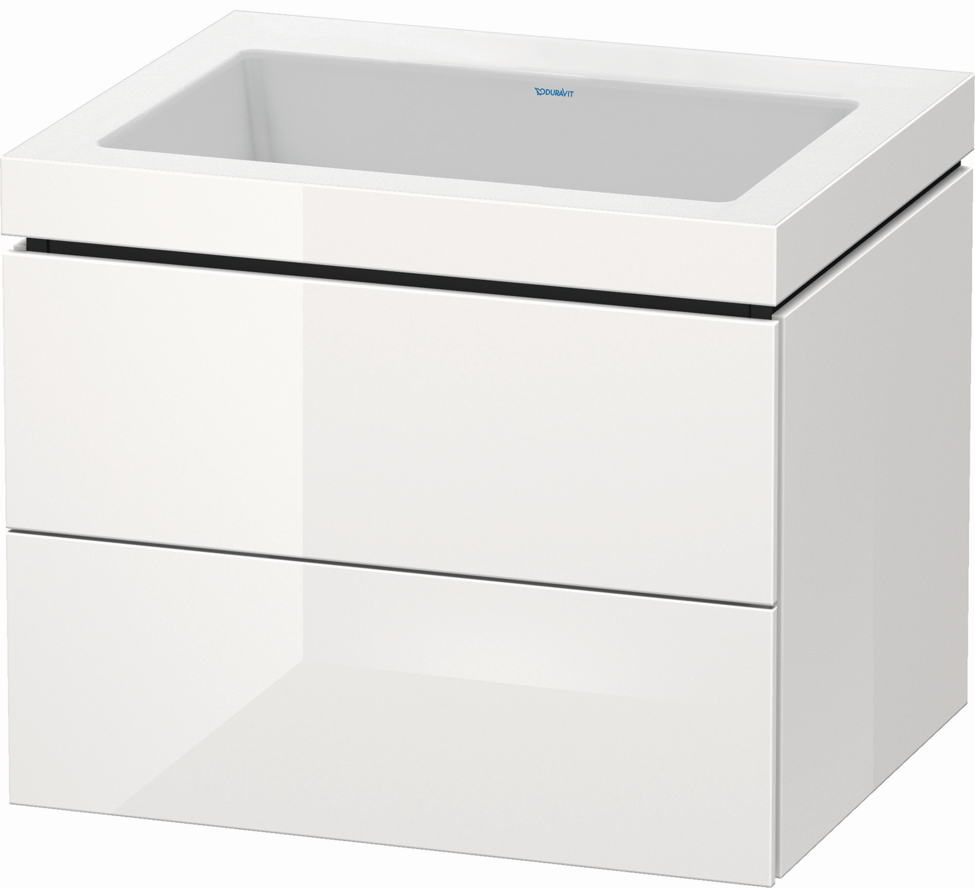 Duravit Waschtisch-Unterschrank c-bonded L-Cube 60 x 48 cm, ohne Hahnloch, weiß Hochglanz, 2 Schubkästen, wandhängend