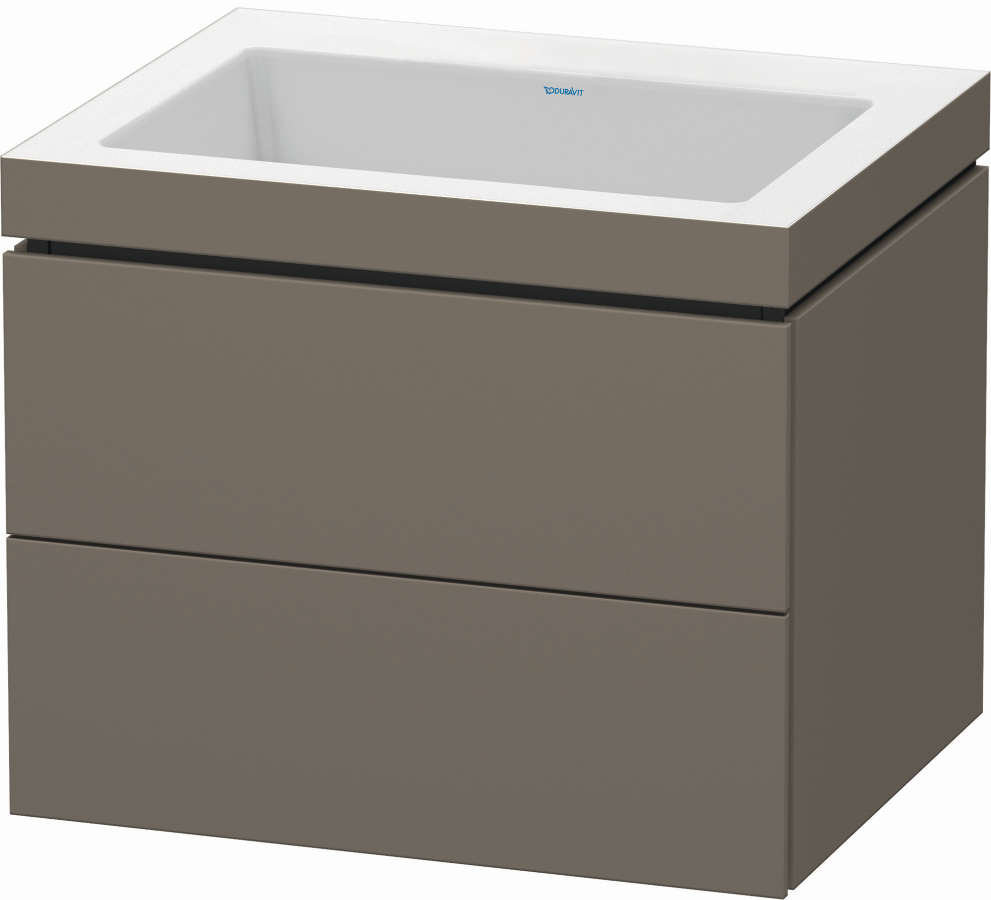 Duravit Waschtisch-Unterschrank c-bonded L-Cube 60 x 48 cm, ohne Hahnloch, flannel grey seidenmatt, 2 Schubkästen, wandhängend