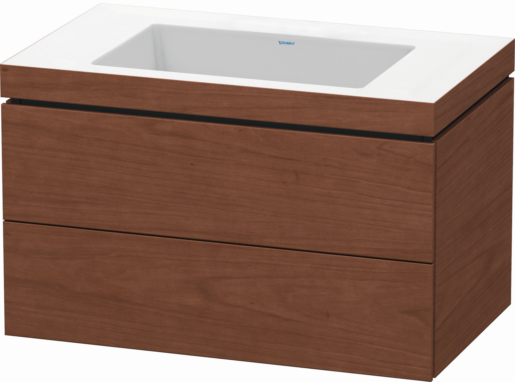 Duravit Waschtisch-Unterschrank c-bonded L-Cube 80 x 48 cm, ohne Hahnloch, amerikanischer nussbaum, 2 Schubkästen, wandhängend