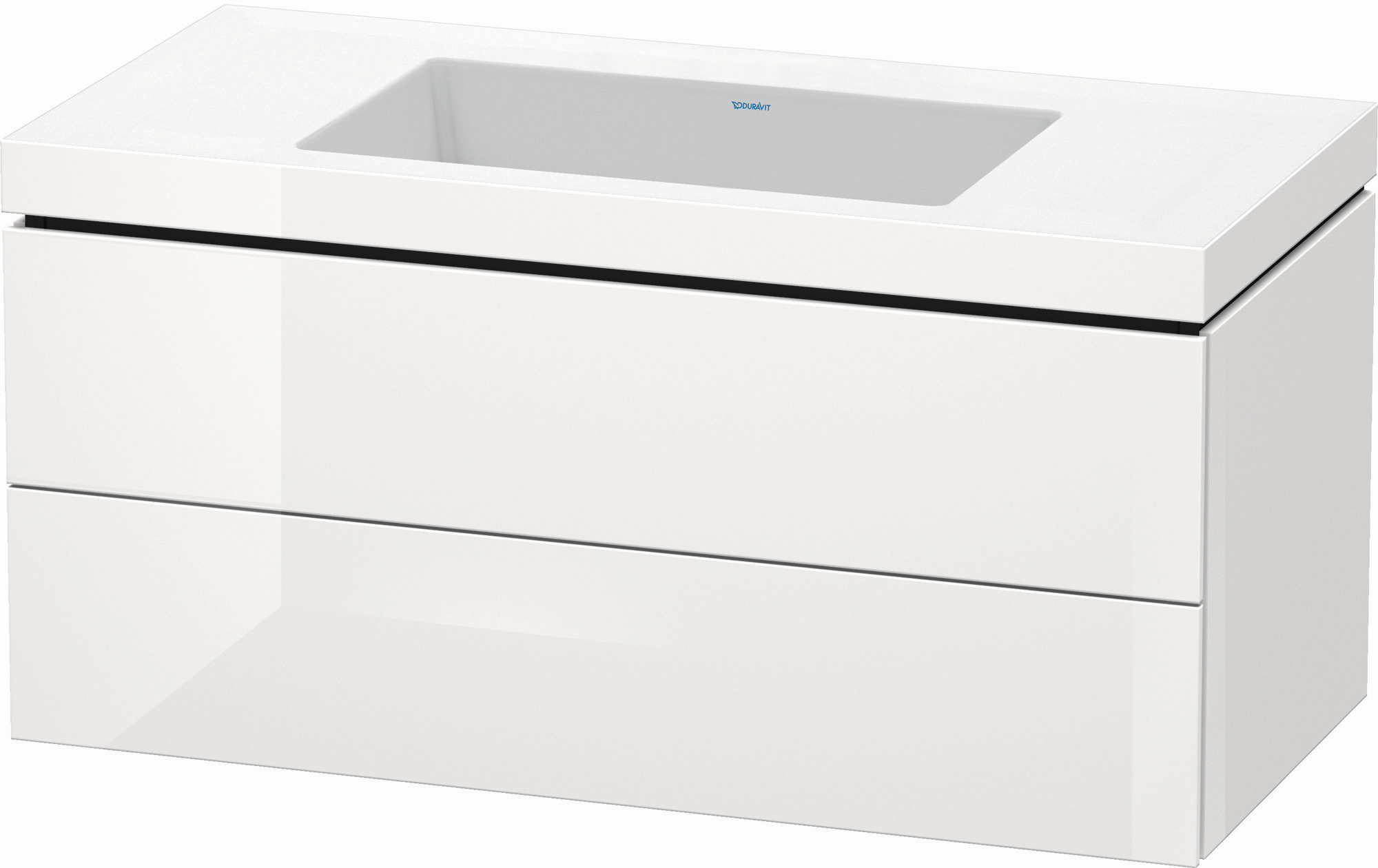 Duravit Waschtisch-Unterschrank c-bonded L-Cube 100 x 48 cm, ohne Hahnloch, weiß Hochglanz, 2 Schubkästen, wandhängend