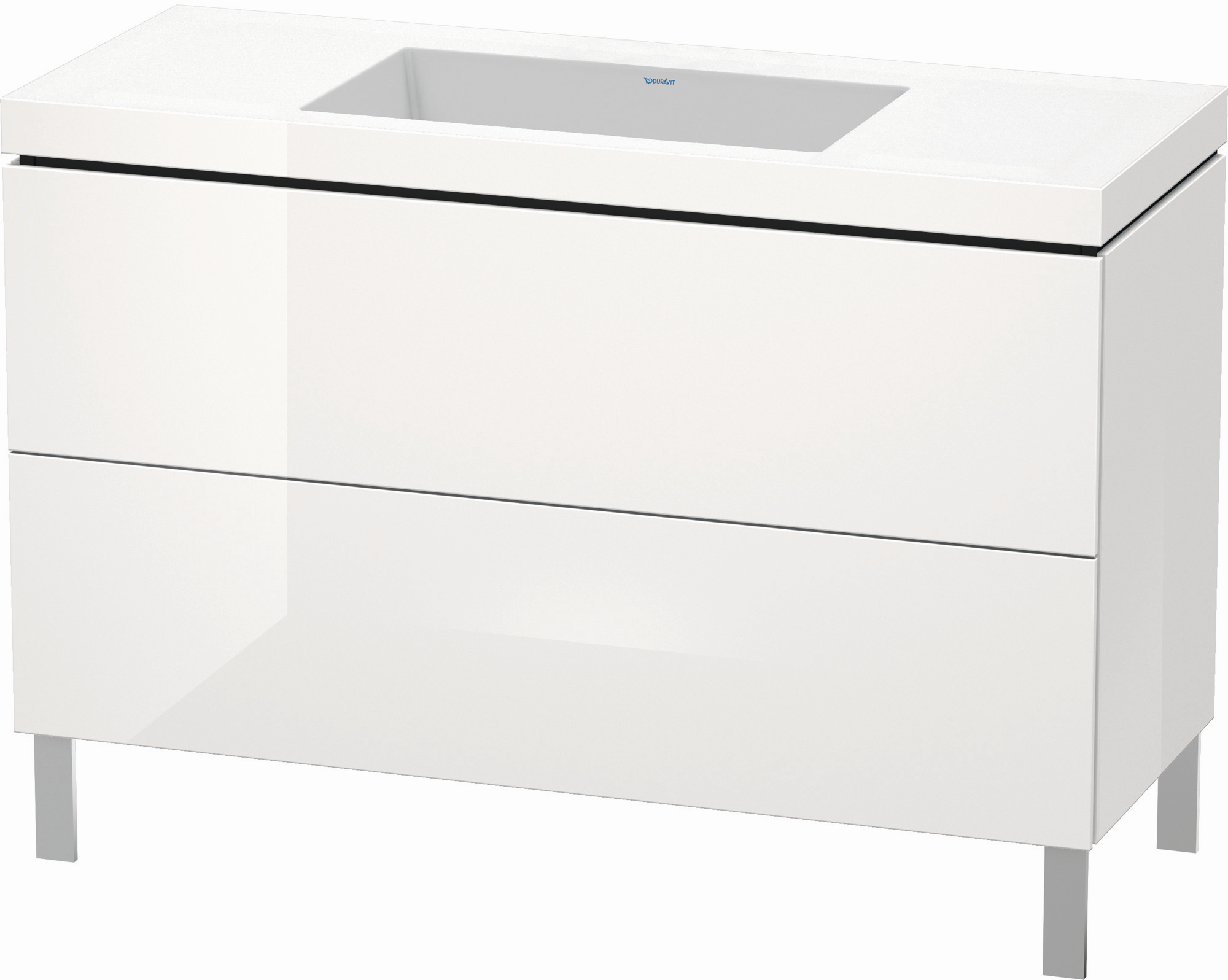 Duravit Waschtisch-Unterschrank c-bonded L-Cube 120 x 48 cm, ohne Hahnloch, weiß Hochglanz, 2 Auszüge, stehend