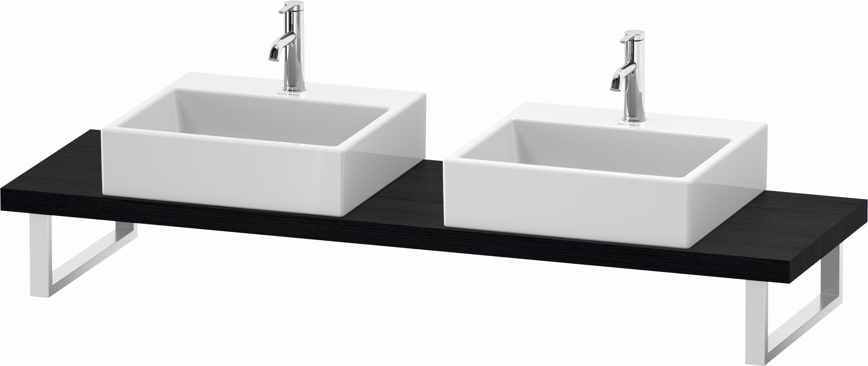 Duravit Konsole Cpmpact L-Cube 80-200x48cm, 2 Ausschnitte, Stärke 4.5 cm, eiche schwarz