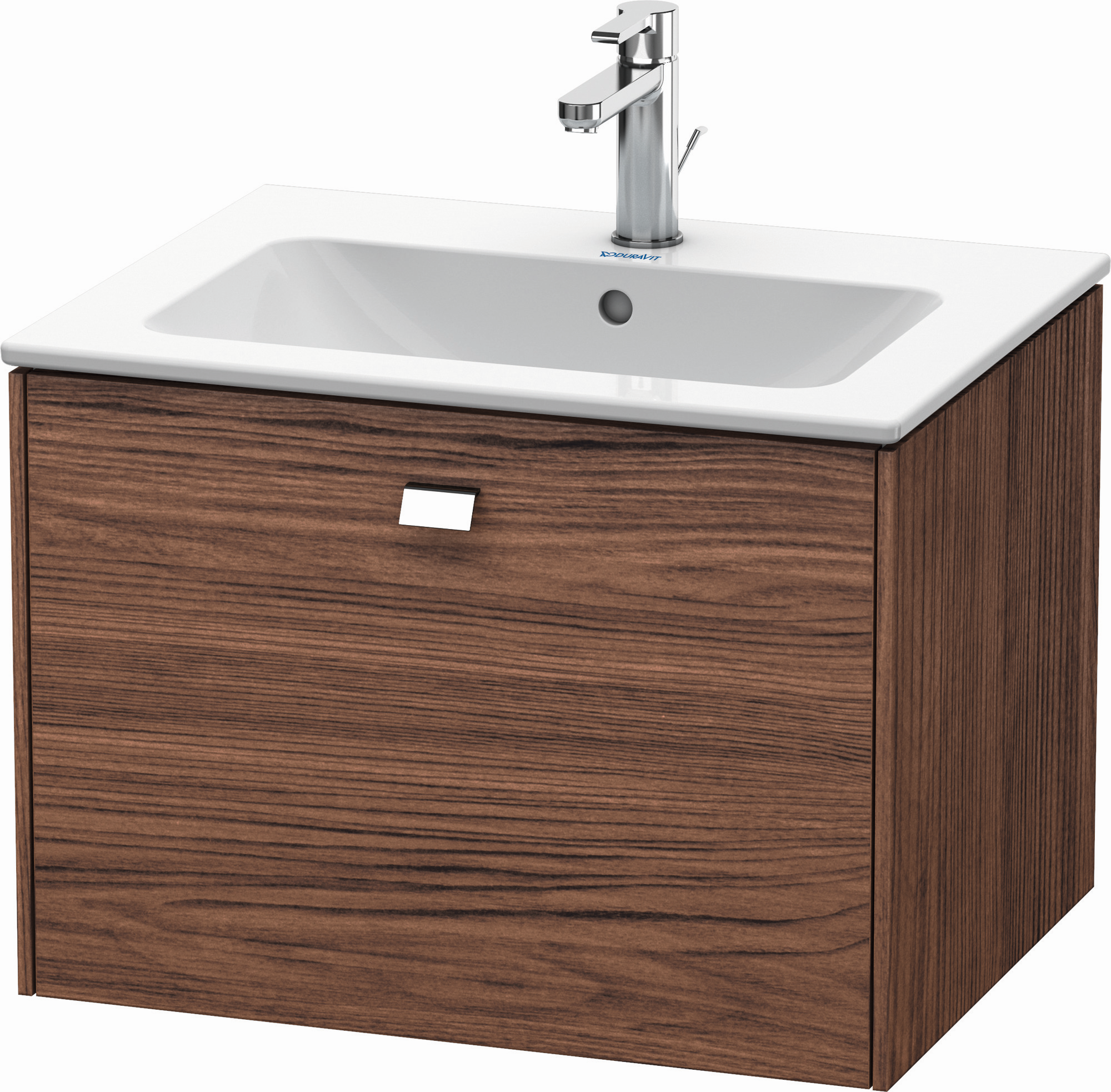 Duravit Waschtisch-Unterschrank Brioso 62 x 47,9 cm, chrom/Nussbaum dunkel, 1 Auszug, wandhängend