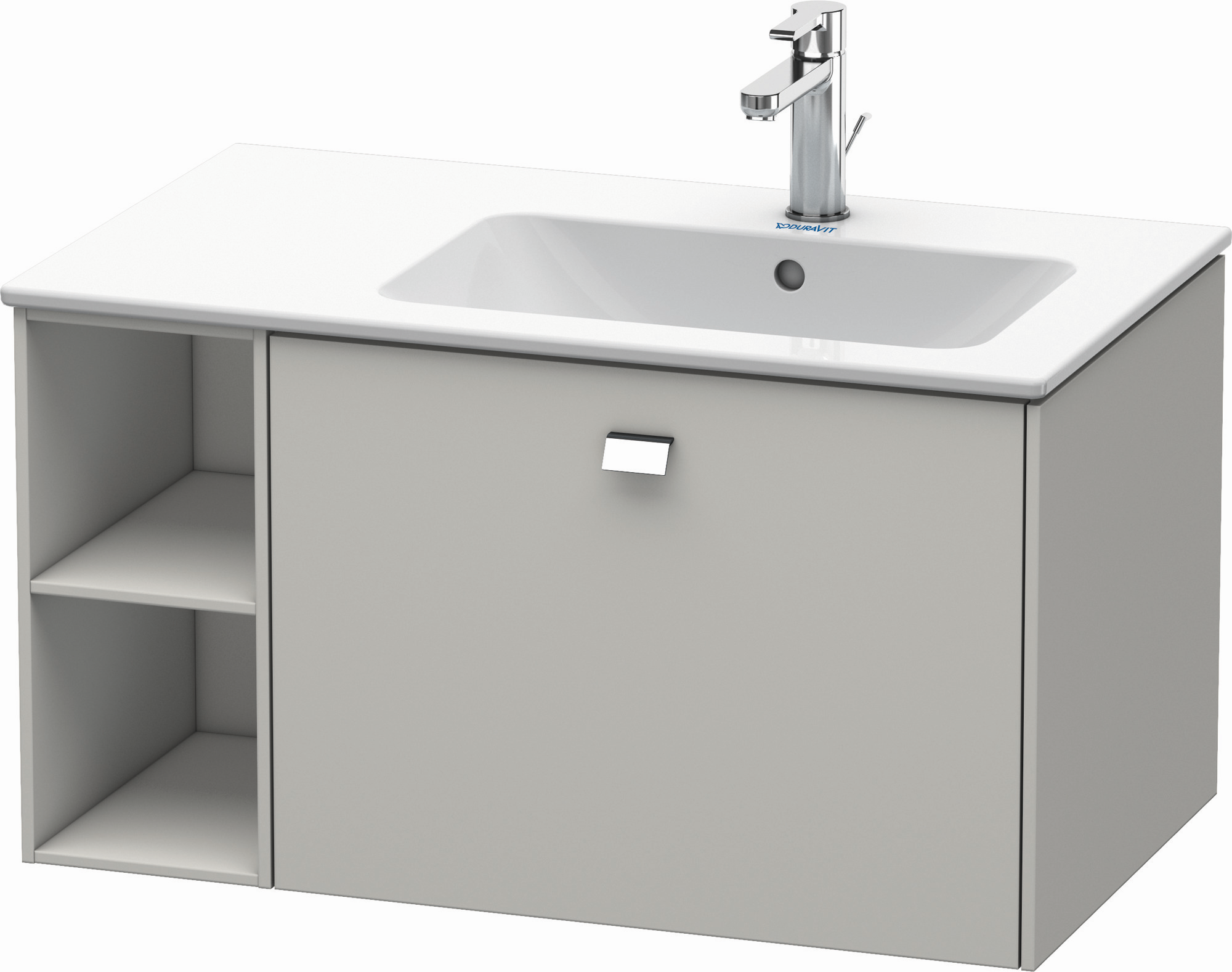 Duravit Waschtisch-Unterschrank Brioso 82x47,9x44,2cm, 1 Auszug, Becken rechts, chrom/Betongrau matt