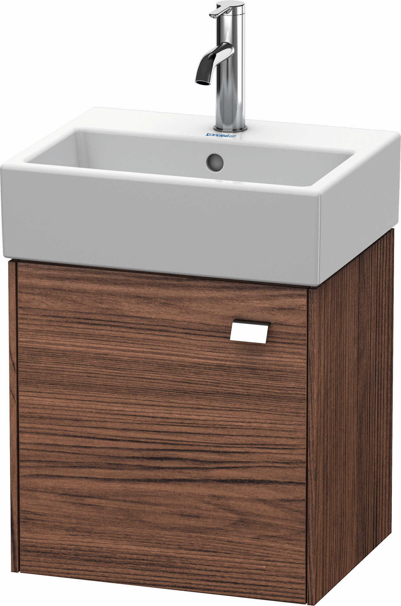 Duravit Waschtisch-Unterschrank Brioso 43,4x33,9x44,2cm, wandhängend, Tür links, chrom/Nussbaum dunkel