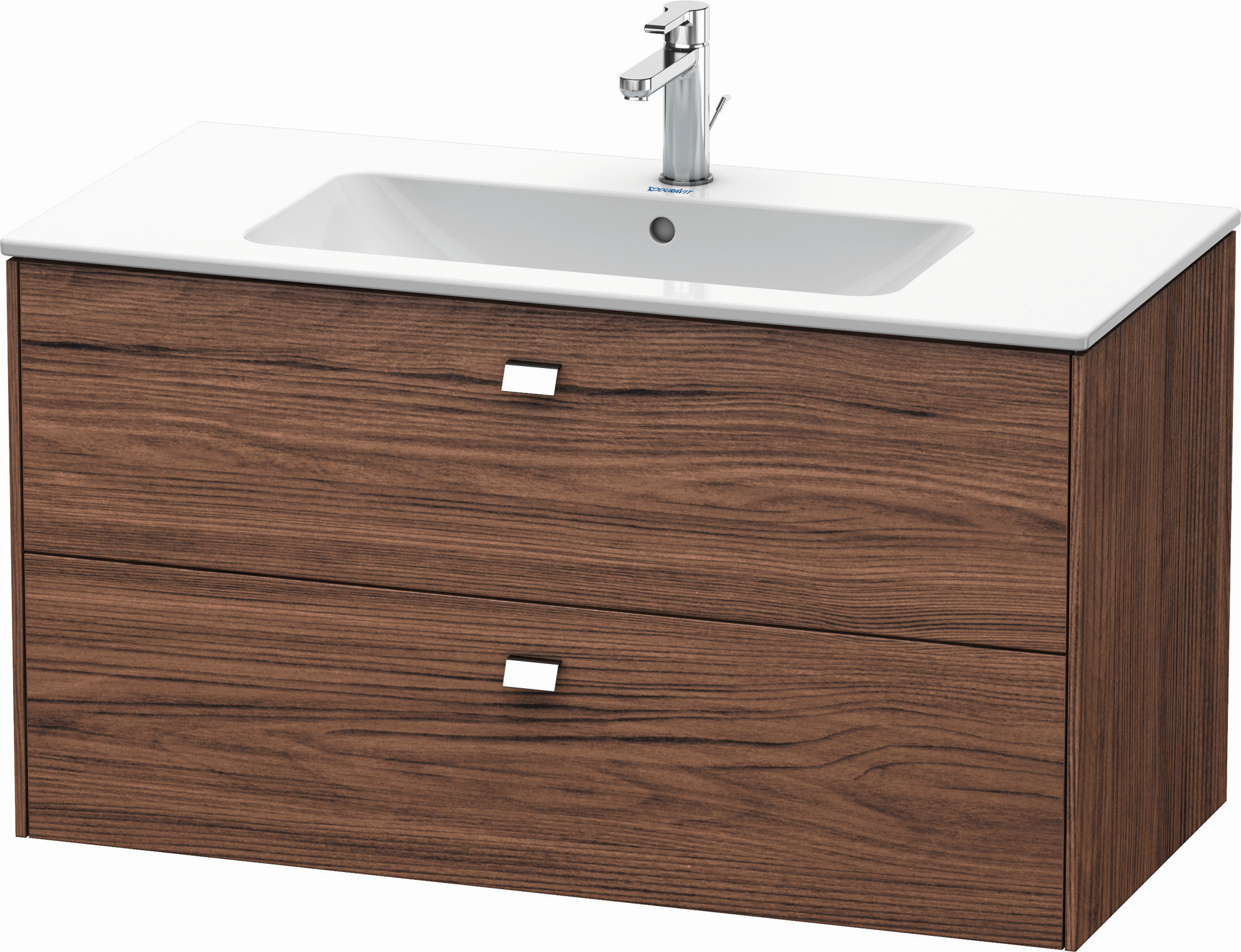 Duravit Waschtisch-Unterschrank Brioso 102 x 47,9 cm, chrom/Nussbaum dunkel, 2 Schubkästen, wandhängend