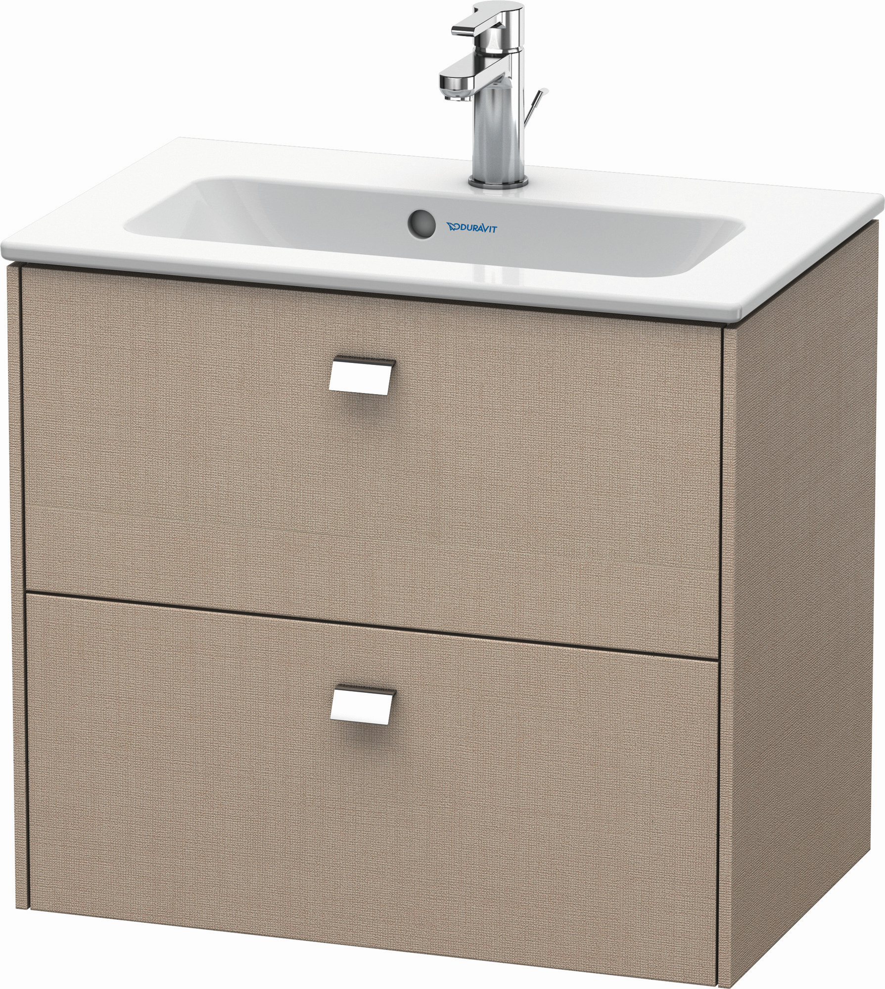 Duravit Waschtisch-Unterschrank Brioso Compact 62 x 38,9 cm, chrom/Leinen, 2 Schubkästen, wandhängend