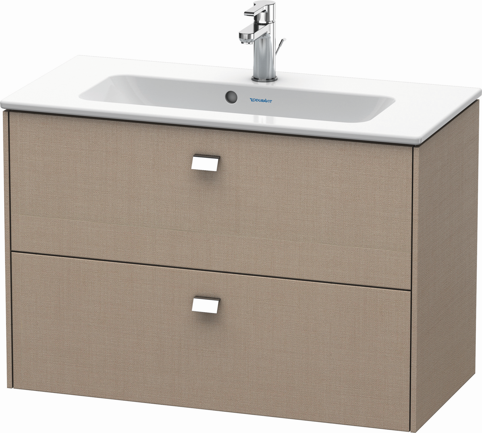 Duravit Waschtisch-Unterschrank Brioso Compact 82 x 38,9 cm, chrom/Leinen, 2 Schubkästen, wandhängend