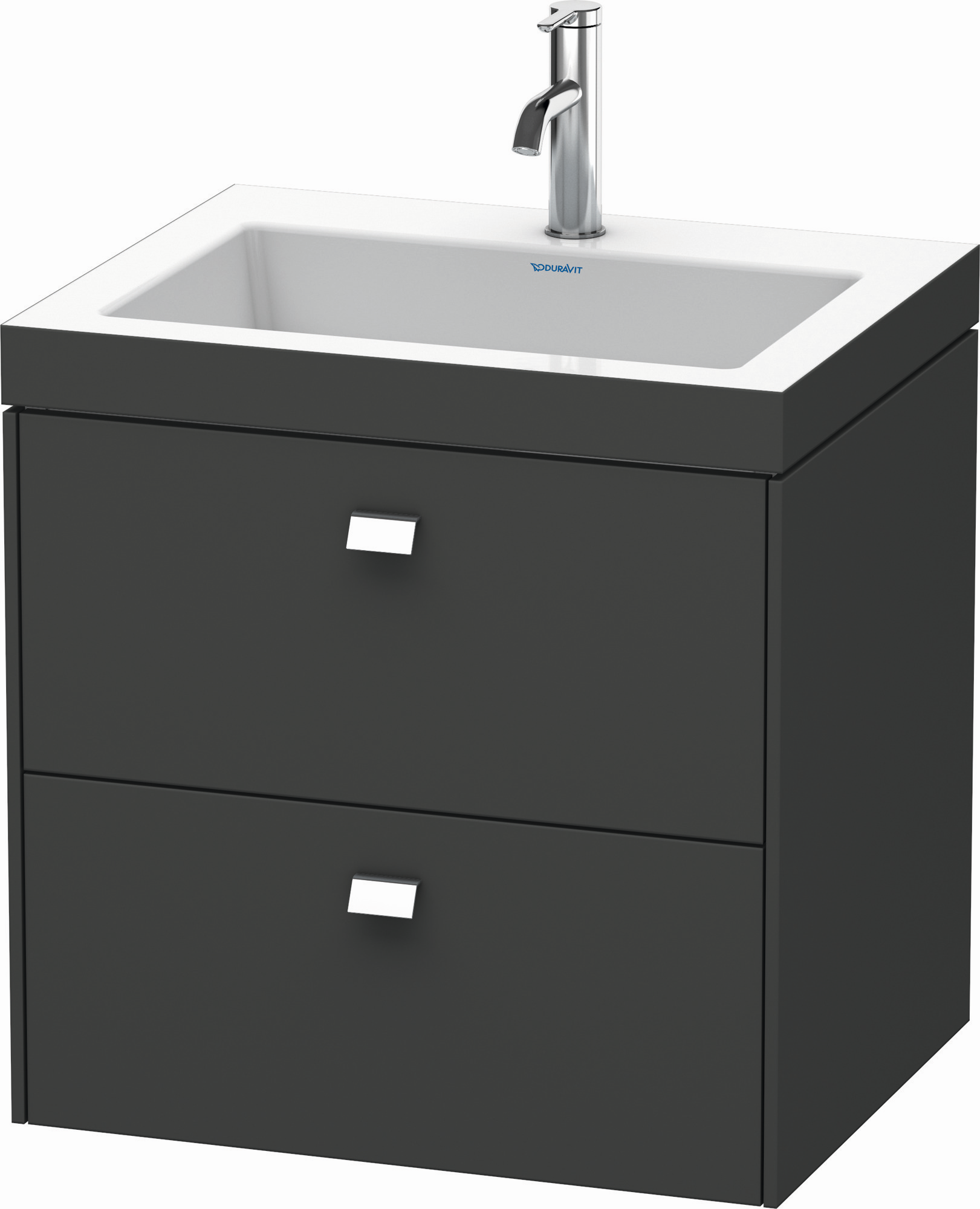 Duravit Waschtischunterschrankset Brioso 60 x 48 cm, chrom/weiß Hochglanz, ohne Hahnloch