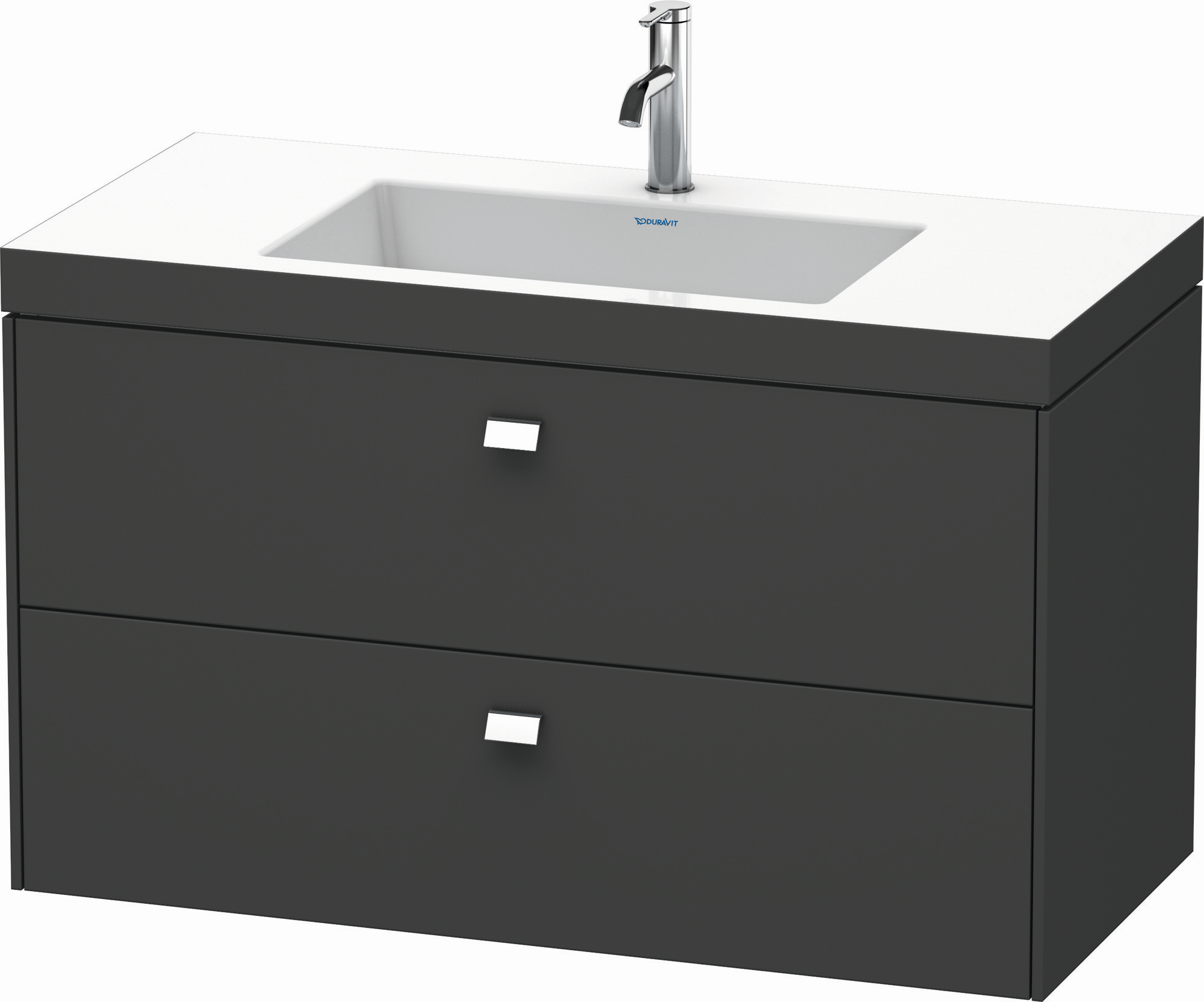 Duravit Waschtischunterschrankset Brioso 100 x 48 cm, chrom/Betongrau matt, ohne Hahnloch