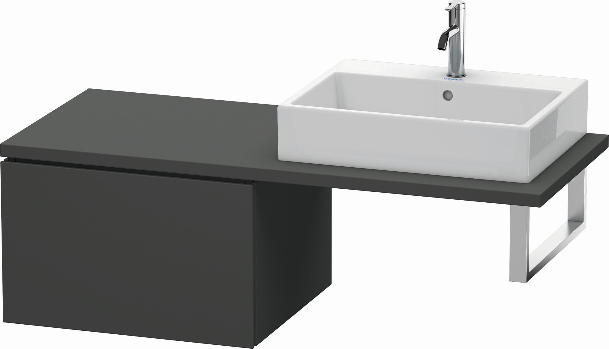 Duravit Unterschrank L-Cube 62 x 54,7 cm, graphit matt, für Konsole, 1 Auszug