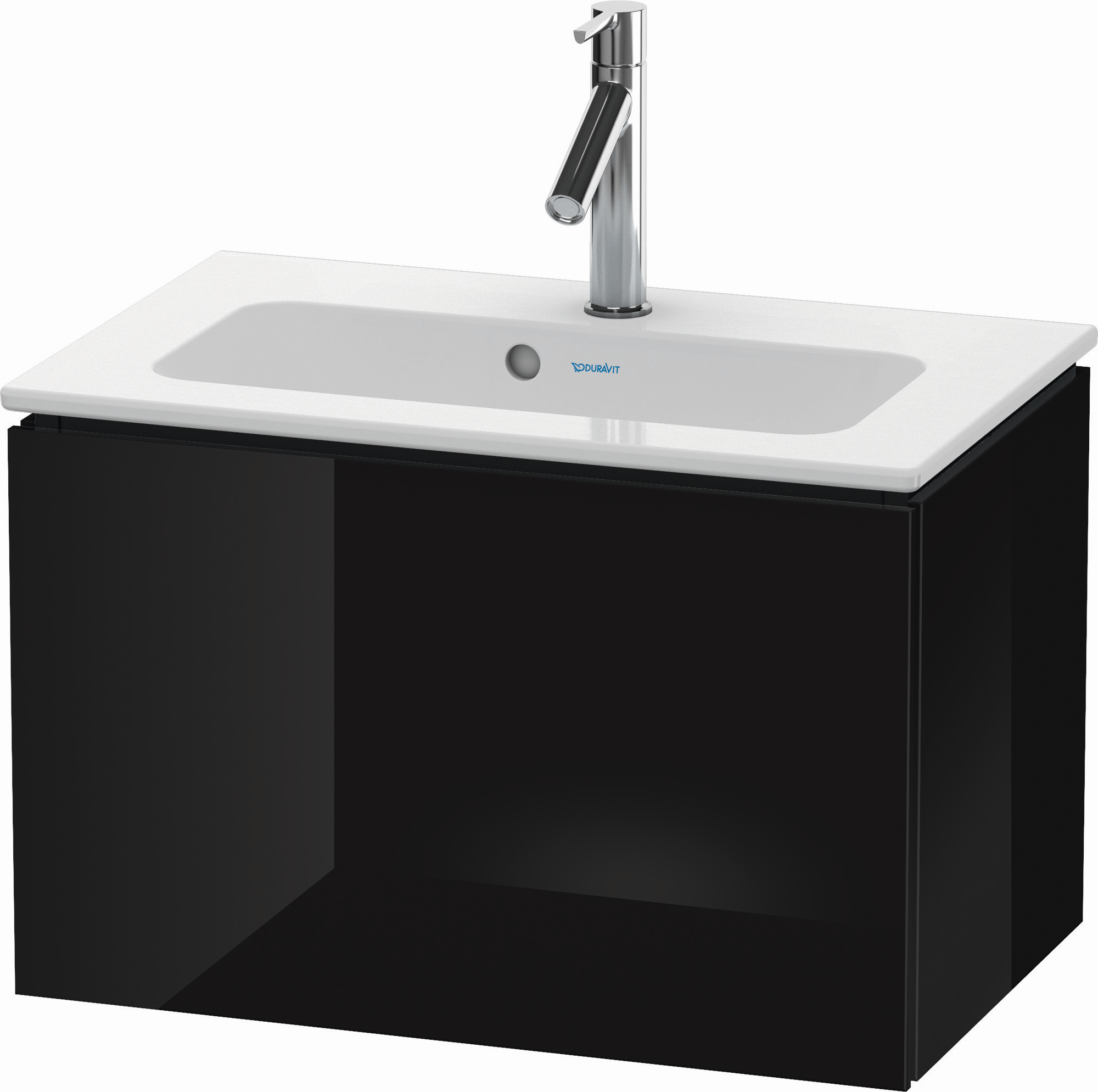 Duravit Waschtisch-Unterschrank Compact L-Cube 62 x 39,1 cm, schwarz Hochglanz, 1 Auszug, wandhängend