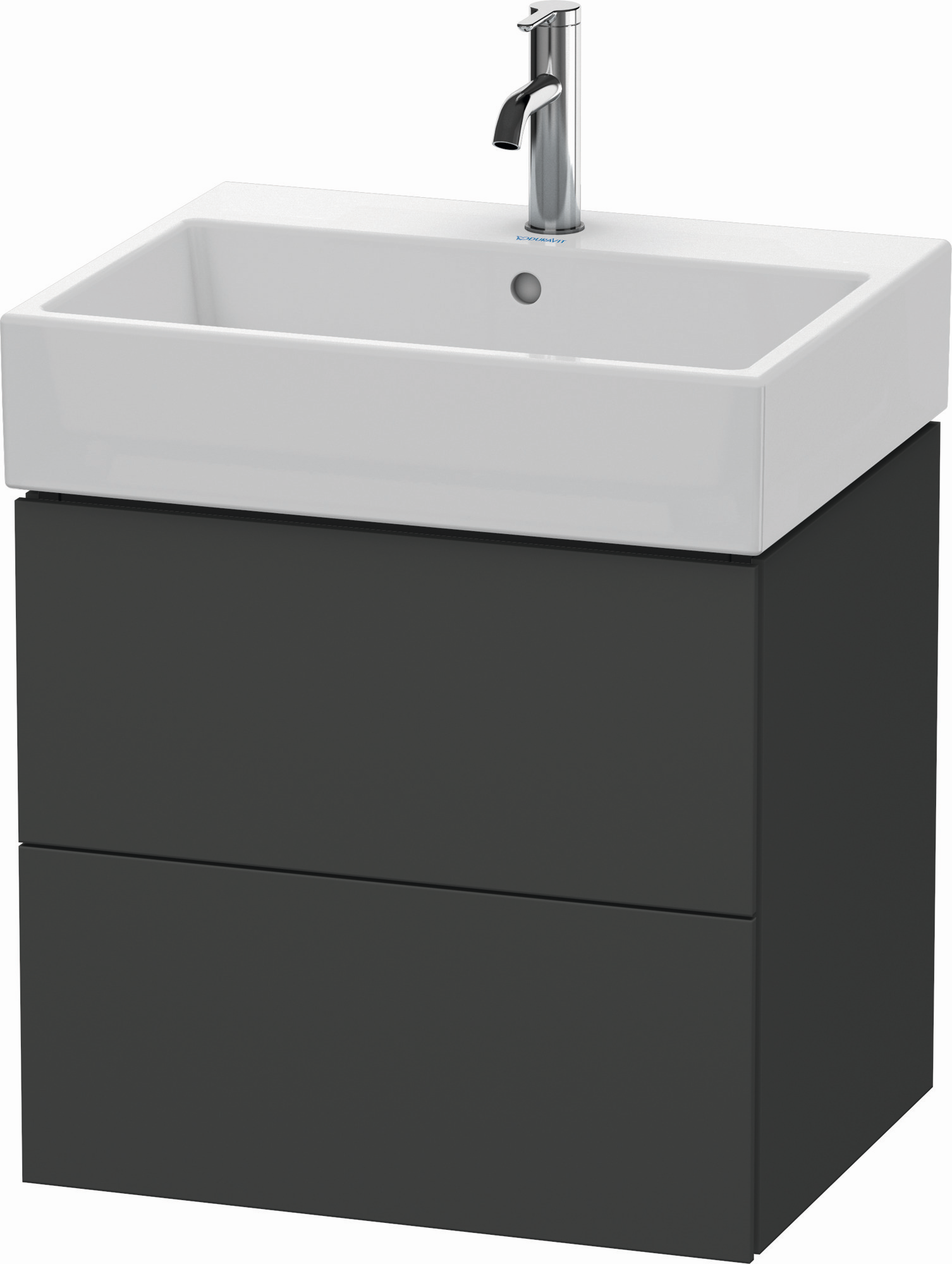 Duravit Waschtisch-Unterschrank L-Cube 58,4x 45,9 cm, graphit matt, 2 Schubkästen, wandhängend