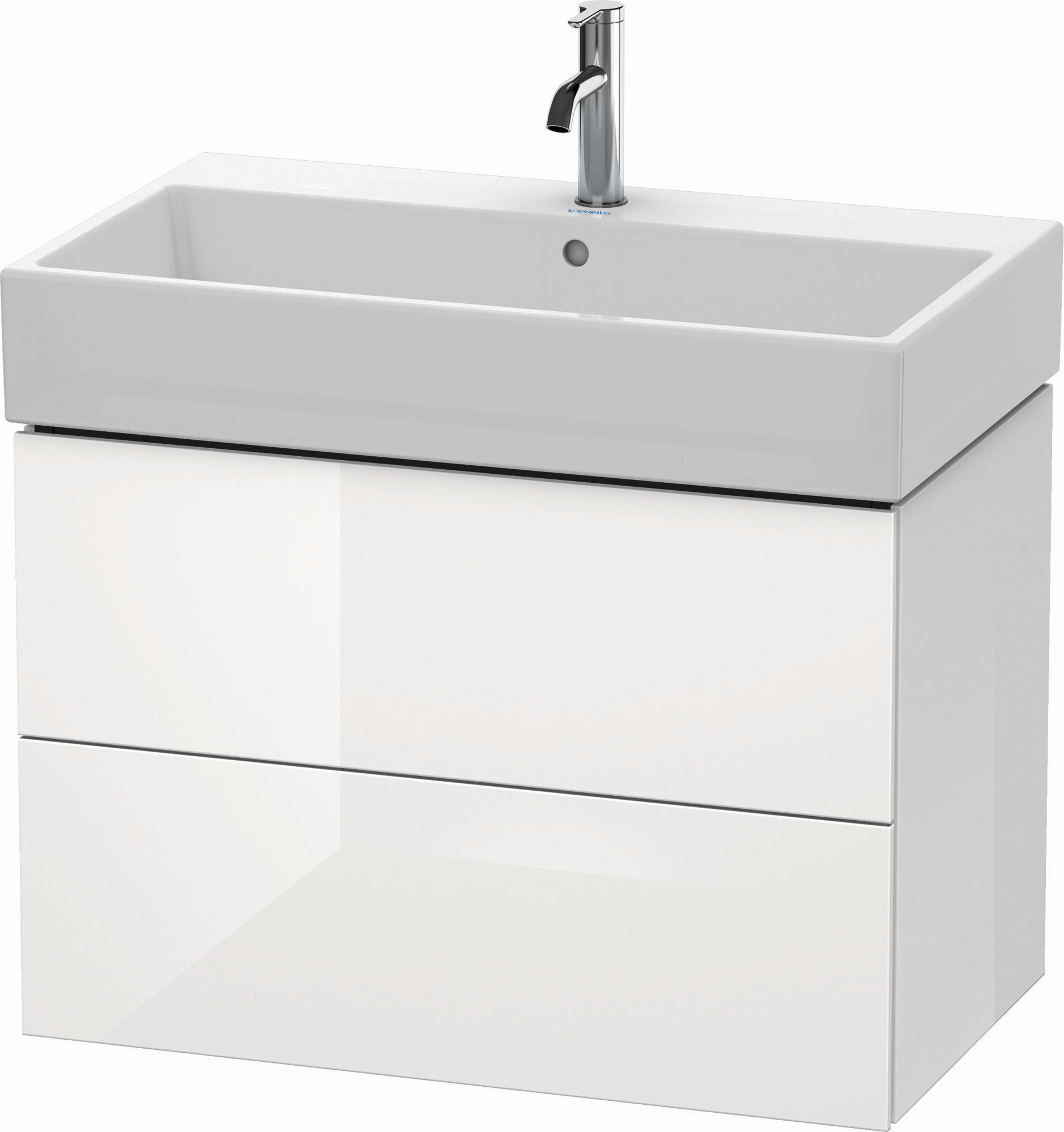 Duravit Waschtisch-Unterschrank L-Cube 78,4x 45,9 cm, weiß Hochglanz, 2 Schubkästen, wandhängend