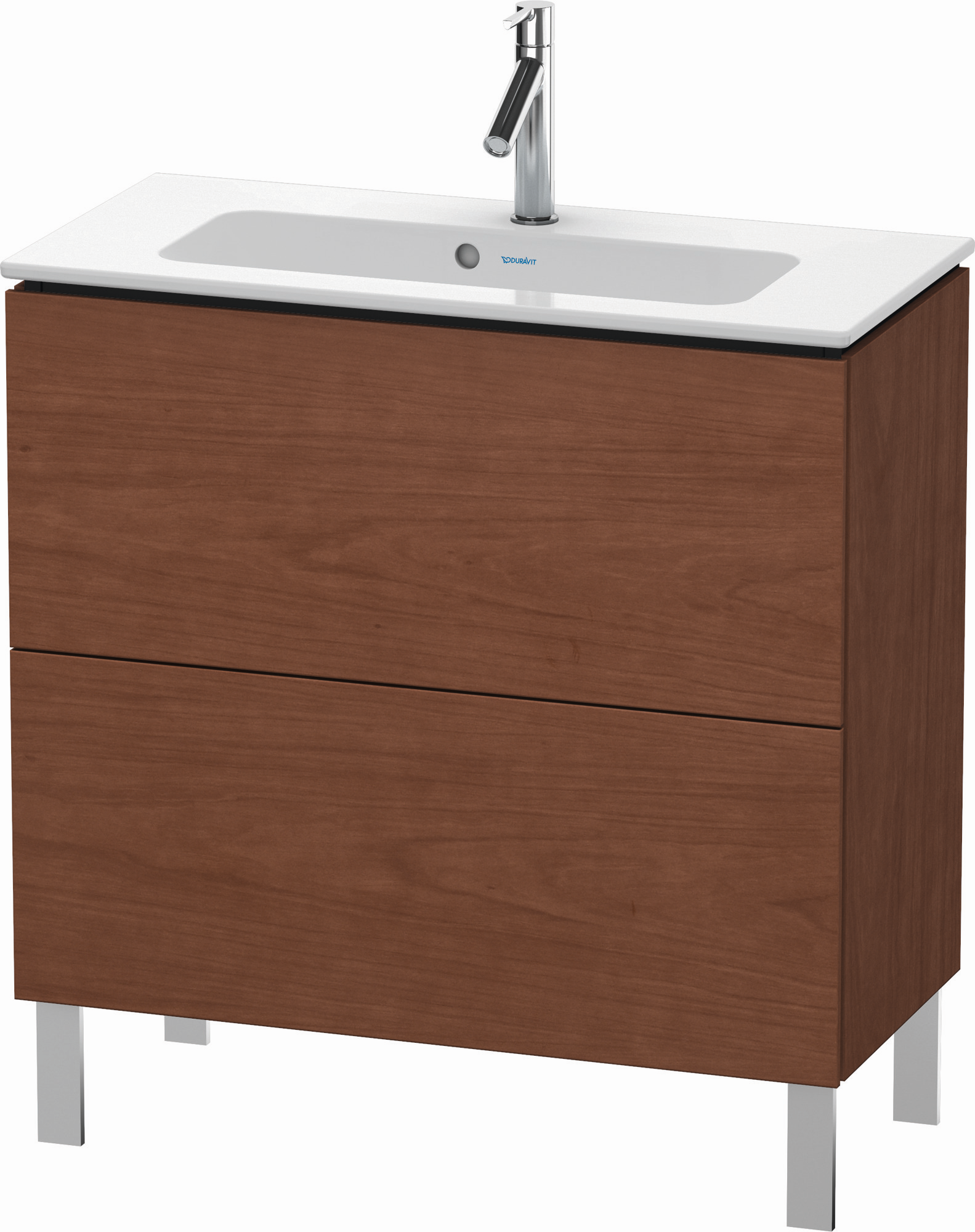 Duravit Waschtisch-Unterschrank Compact L-Cube 82 x 39,1 cm, amerikanischer nussbaum, 2 Auszüge, stehend