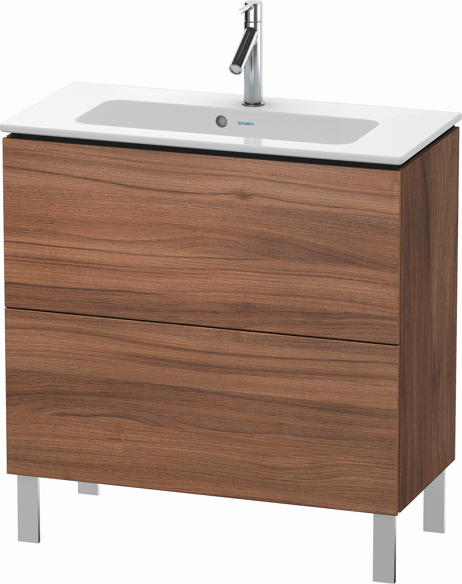 Duravit Waschtisch-Unterschrank Compact L-Cube 82 x 39,1 cm, nussbaum natur, 2 Auszüge, stehend