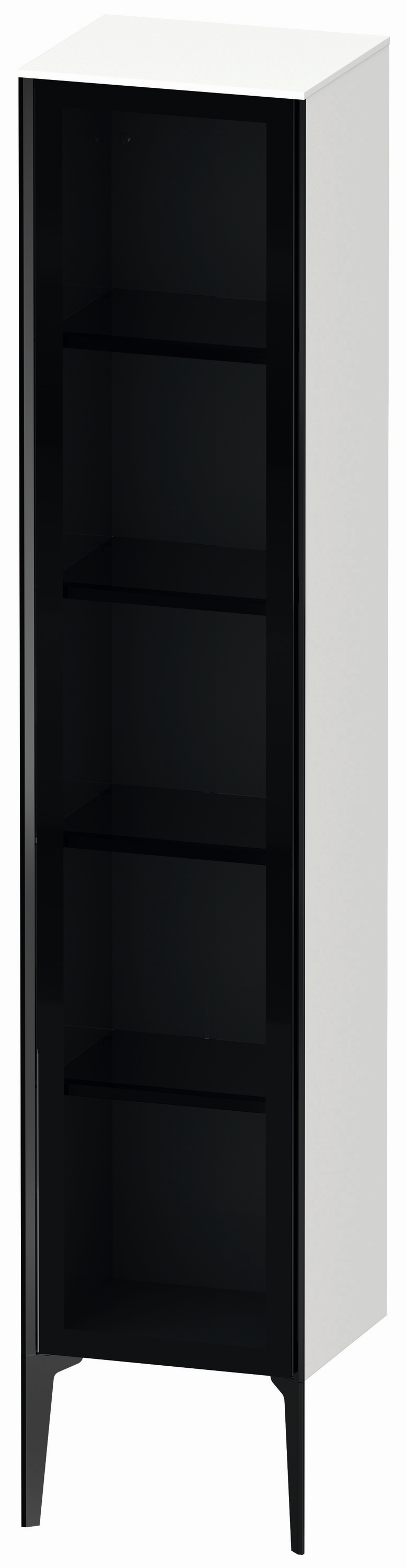 Duravit Hochschrank XViu 40x36x177cm, schwarz matt, Glastür links, Eiche schwarz