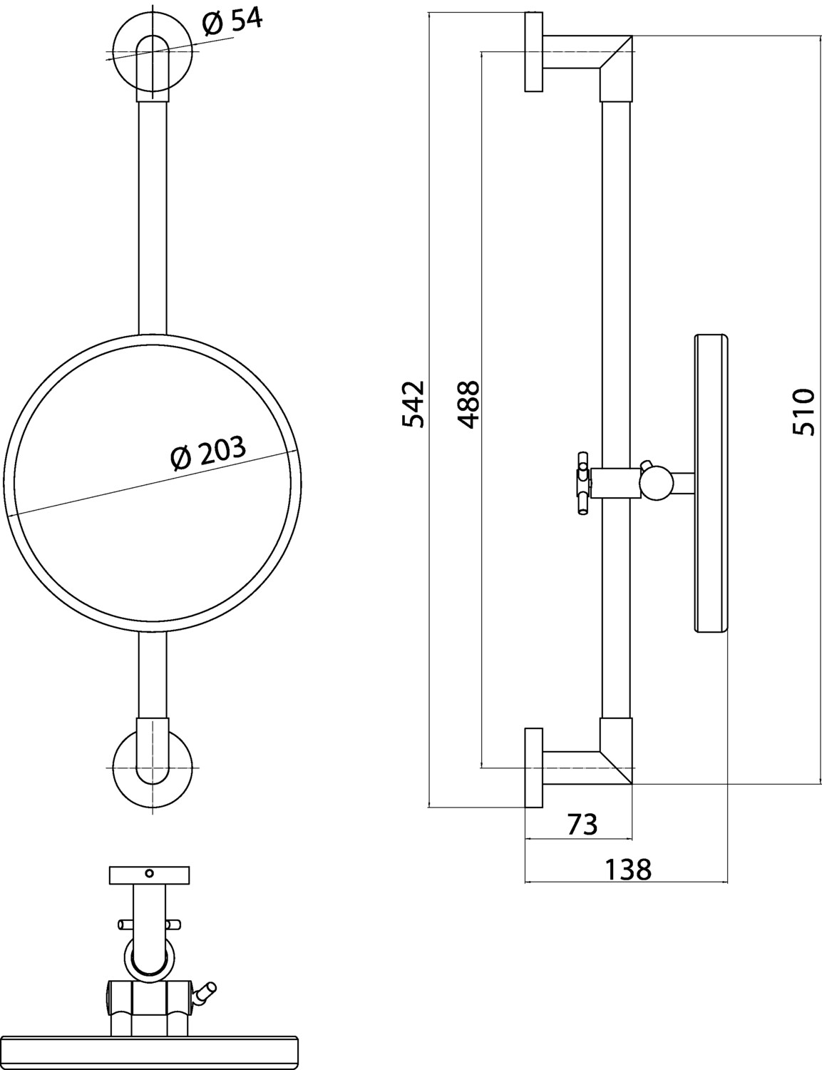 EMCO LED-Rasier-/Kosmetikspiegel Pure Ø 203 mm, rund, Vergrößerung 3-fach, mit Kippschalter, chrom