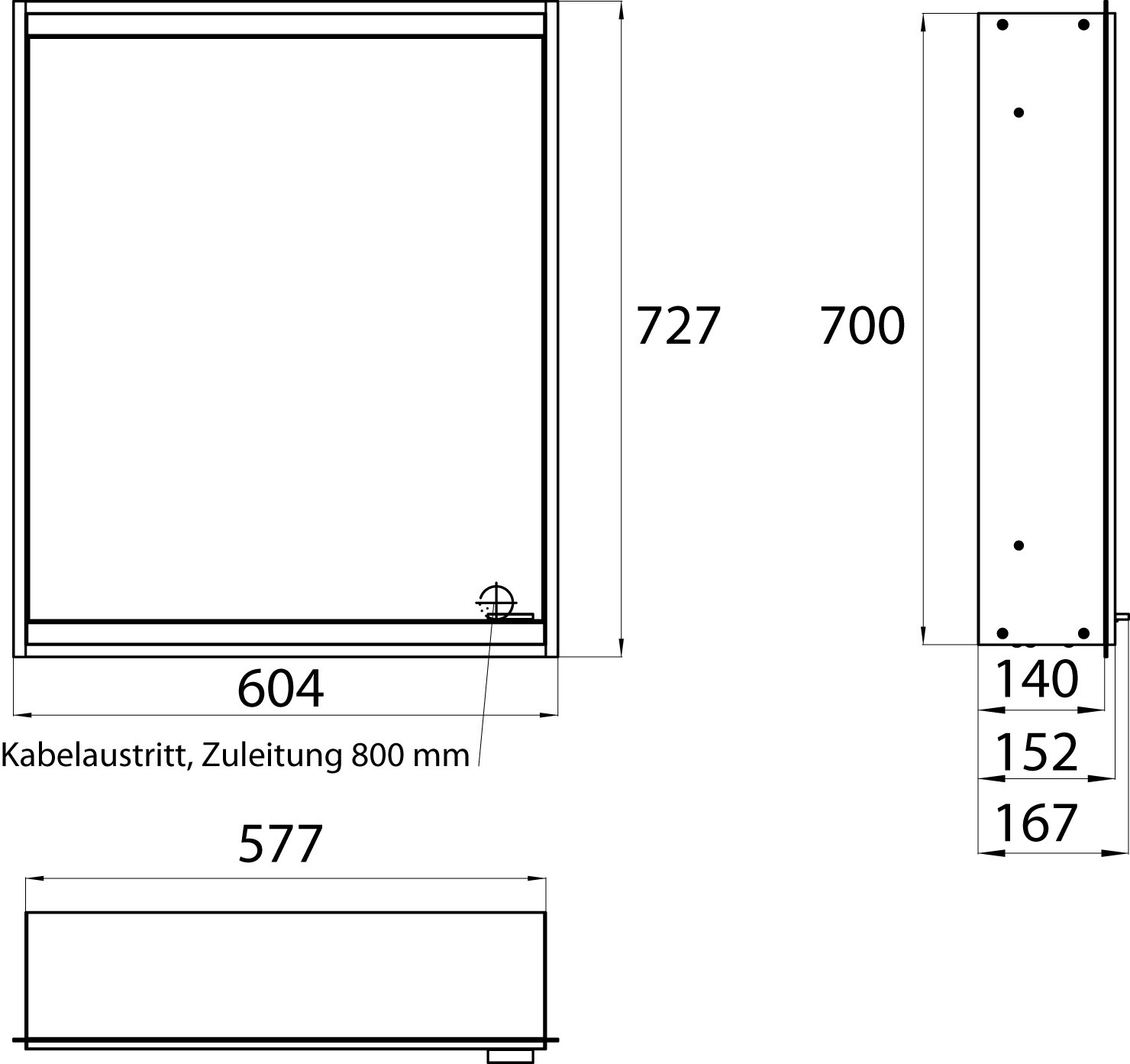 EMCO Unterputz-Lichtspiegelschrank prime 2 Facelift 600x730mm, 1 Tür, Anschlag links, aluminium/weiss