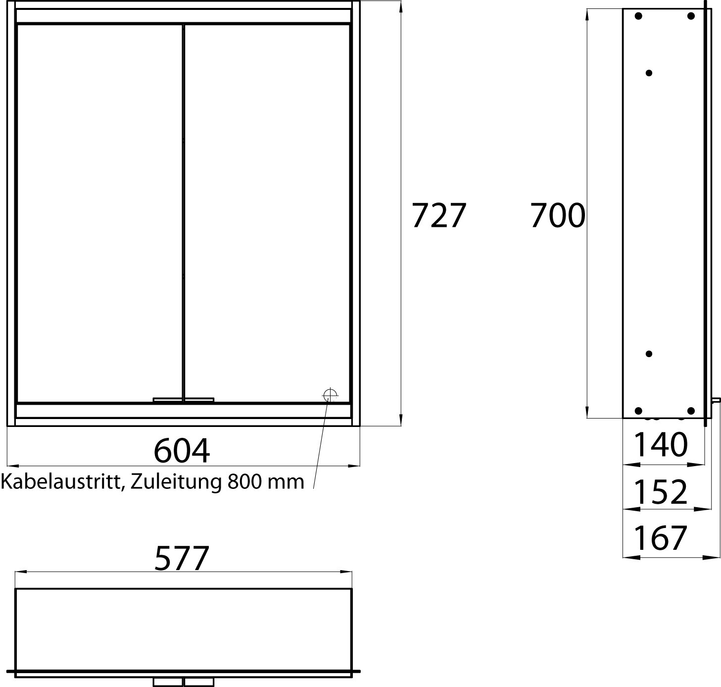 EMCO Unterputz-Lichtspiegelschrank prime 2 Facelift 600x730mm, 2-türig, aluminium/weiss