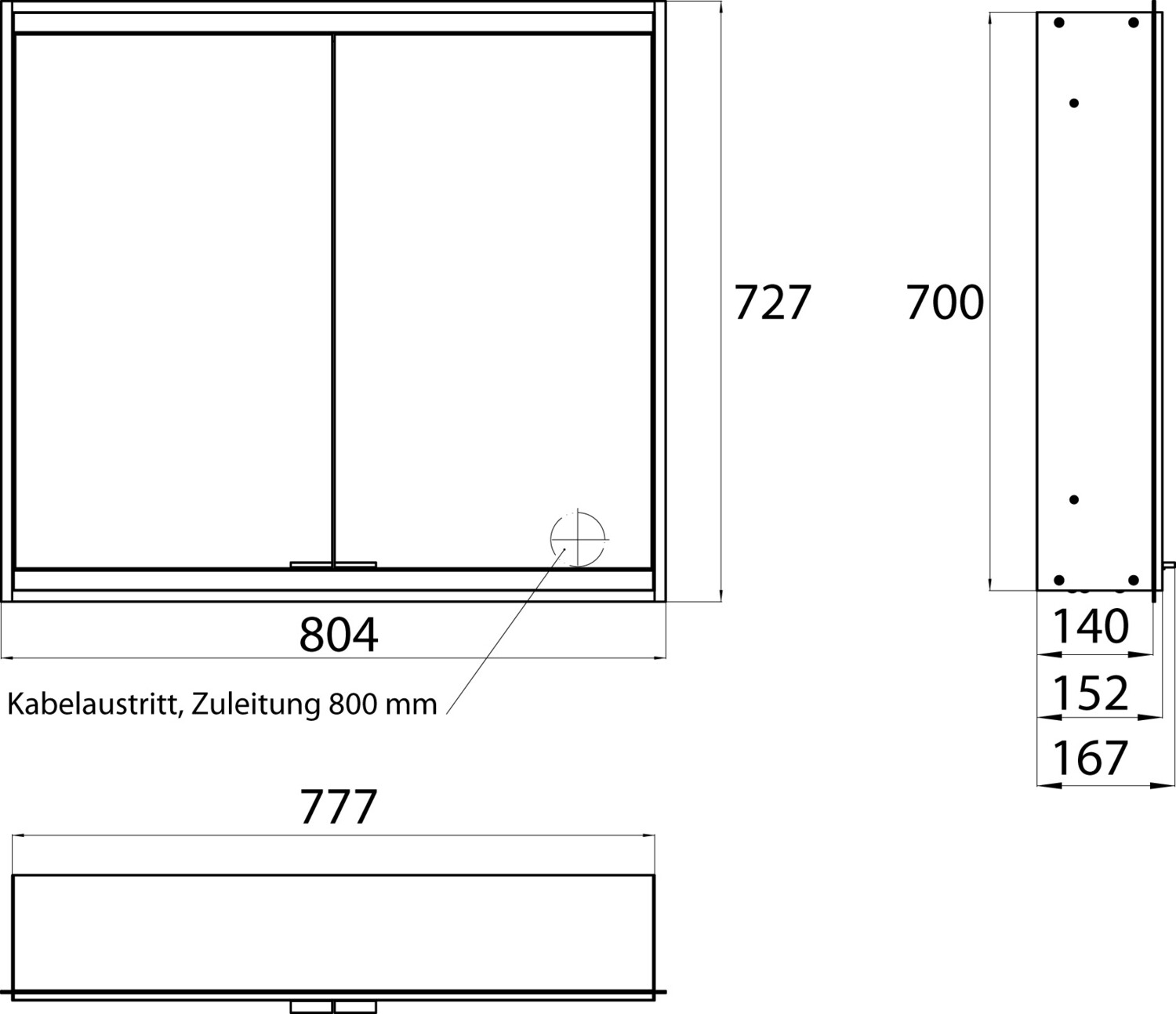 EMCO Unterputz-Lichtspiegelschrank prime 2 Facelift 800x730mm, 2-türig, aluminium/spiegel