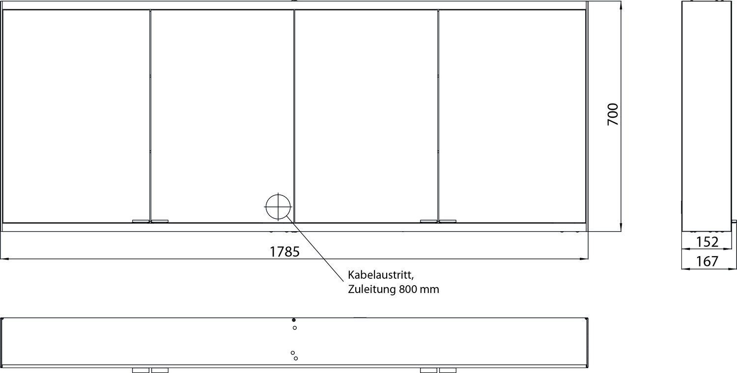 EMCO Aufputz-Lichtspiegelschrank prime 2 Facelift 1800x700mm, 4-türig, schwarz/spiegel
