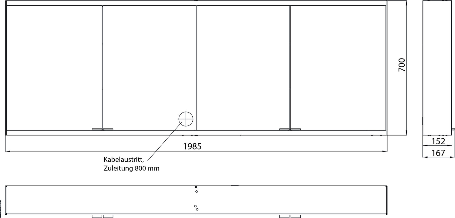 EMCO Aufputz-Lichtspiegelschrank prime 2 Facelift 2000x700mm, 4-türig, aluminium/spiegel