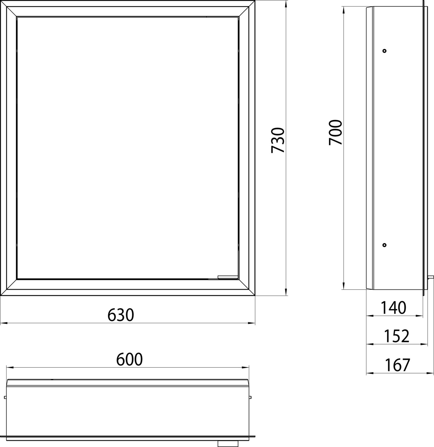 EMCO Unterputz-Lichtspiegelschrank prime Facelift 600x730mm, 1 Tür, Anschlag links, aluminium/weiss