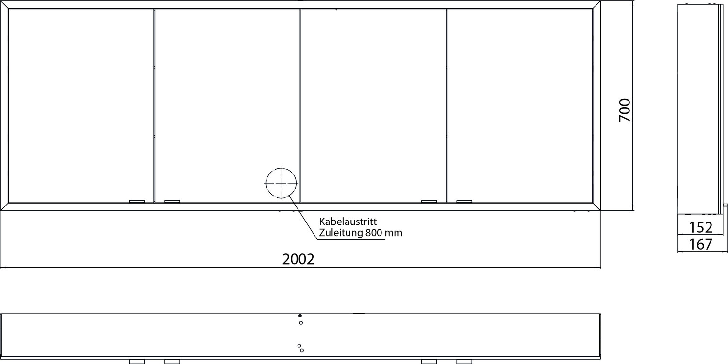 EMCO Aufputz-Lichtspiegelschrank prime Facelift 2000x730mm, 4-türig, aluminium/weiss