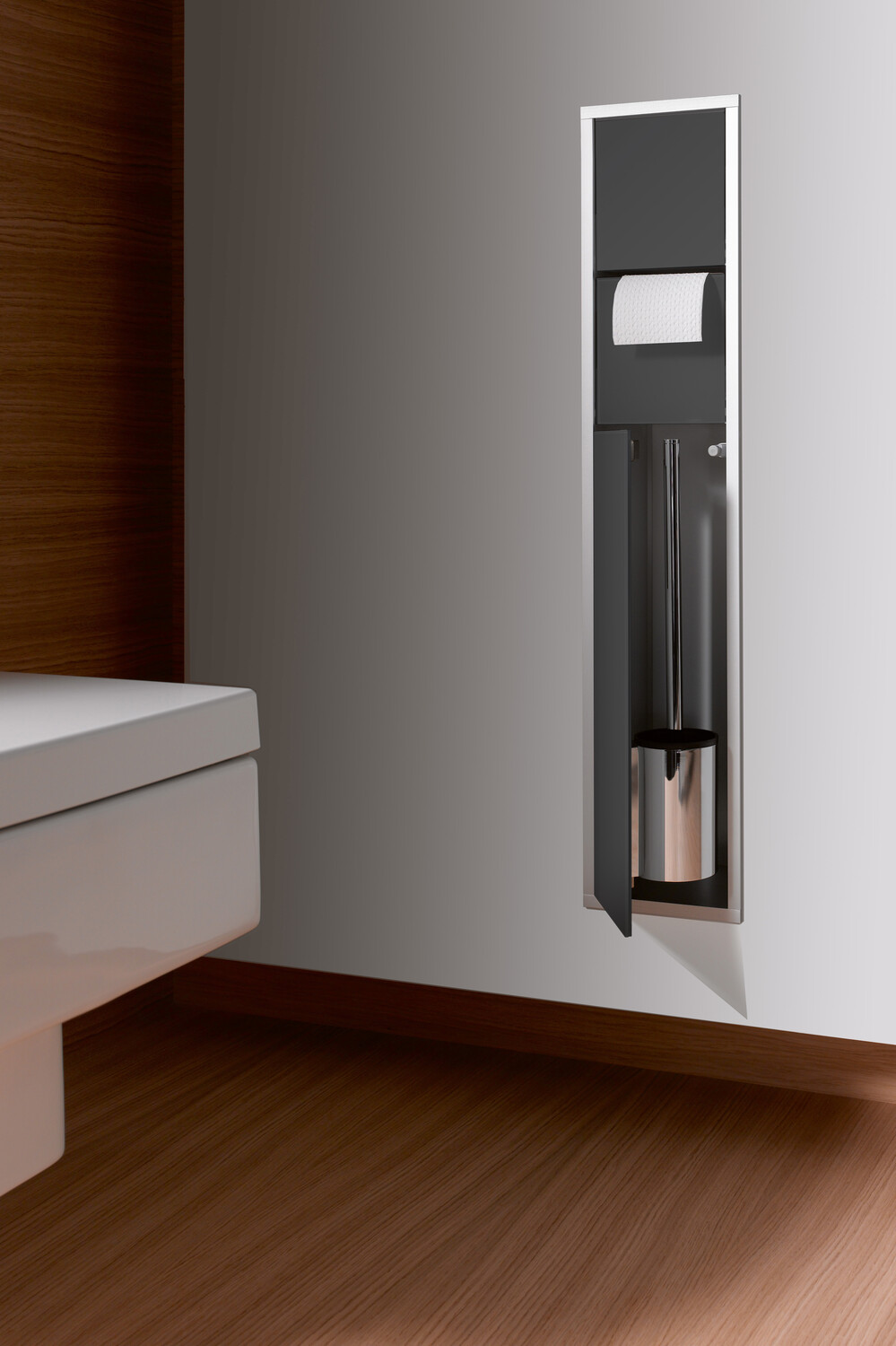 EMCO Unterputz-WC-Modul Asis 150 809 mm, Anschlag rechts/links, chrom/schwarz